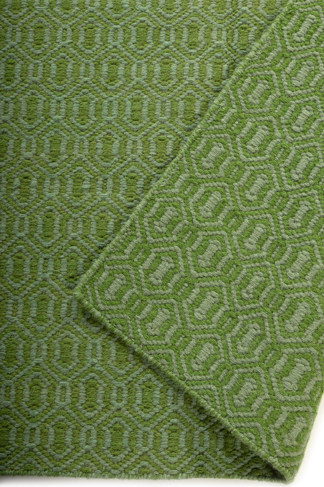 Sagefield Flatweave detail showing the textured wool surface and finishing