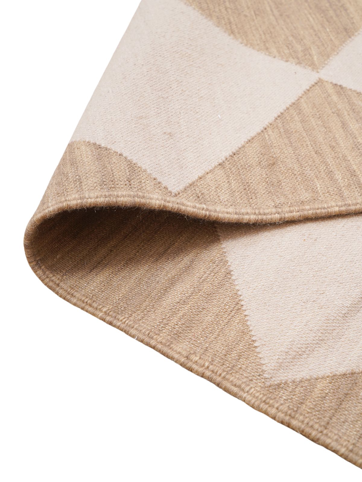 Sandstone Serenade Flatweave Rug detail of the striped cotton surface and edge finishing