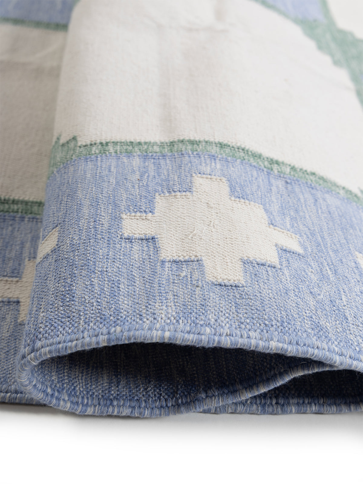 Sapphire Essence Flatweave Rug-Emerald - additional product view showing the  cotton rug