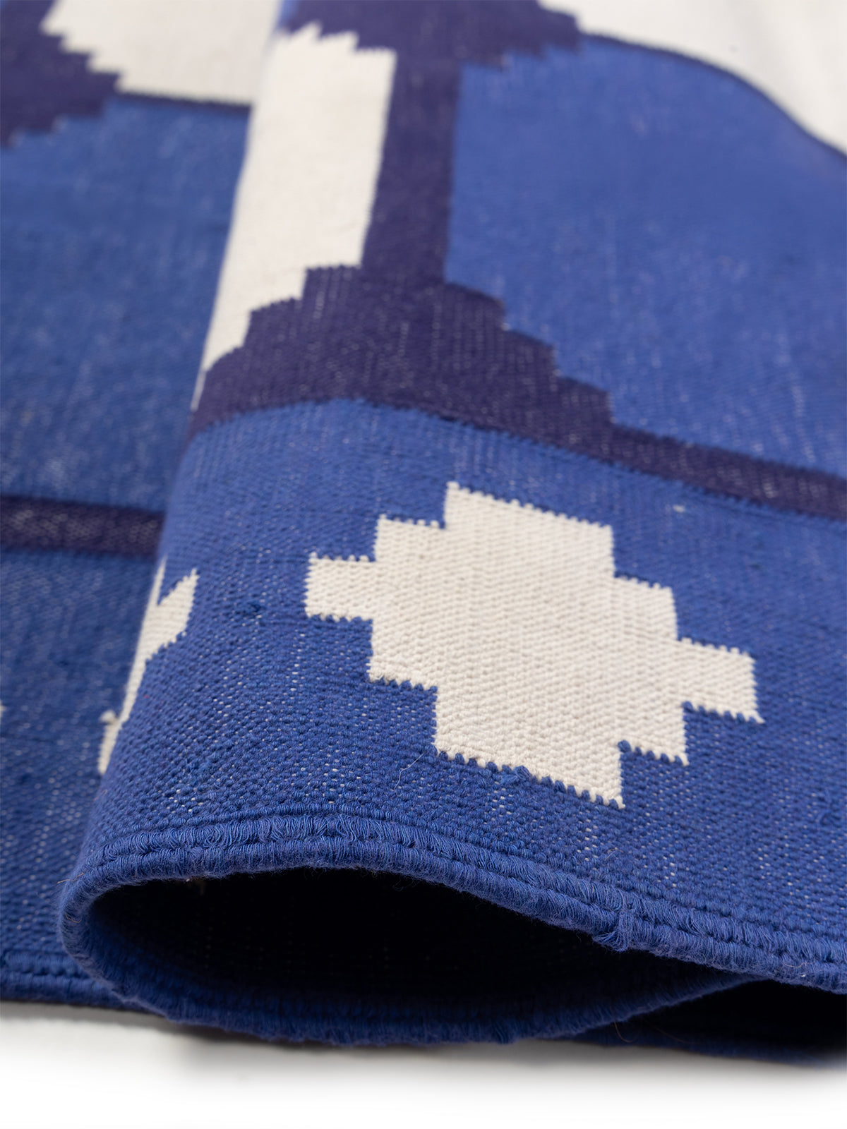 Sapphire Essence Flatweave Rug-Navy - texture detail showing cotton surface