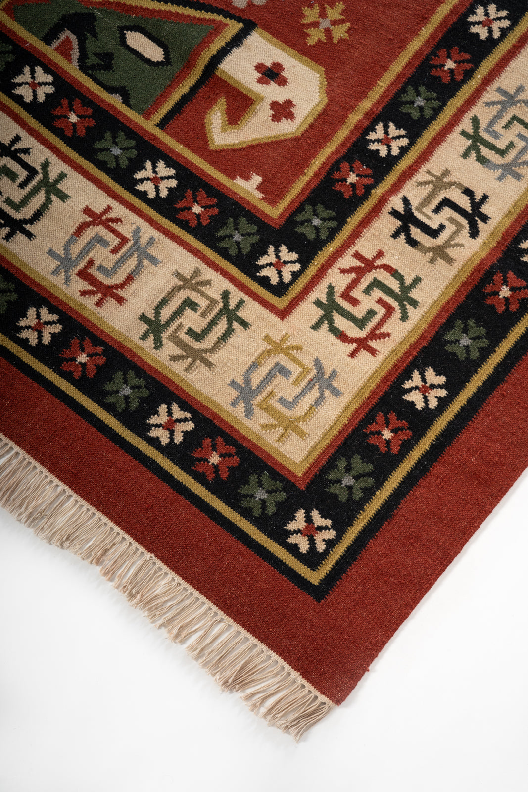 Savannah Spirit Flatweave Rug close-up showing the cotton weave and geometric motif