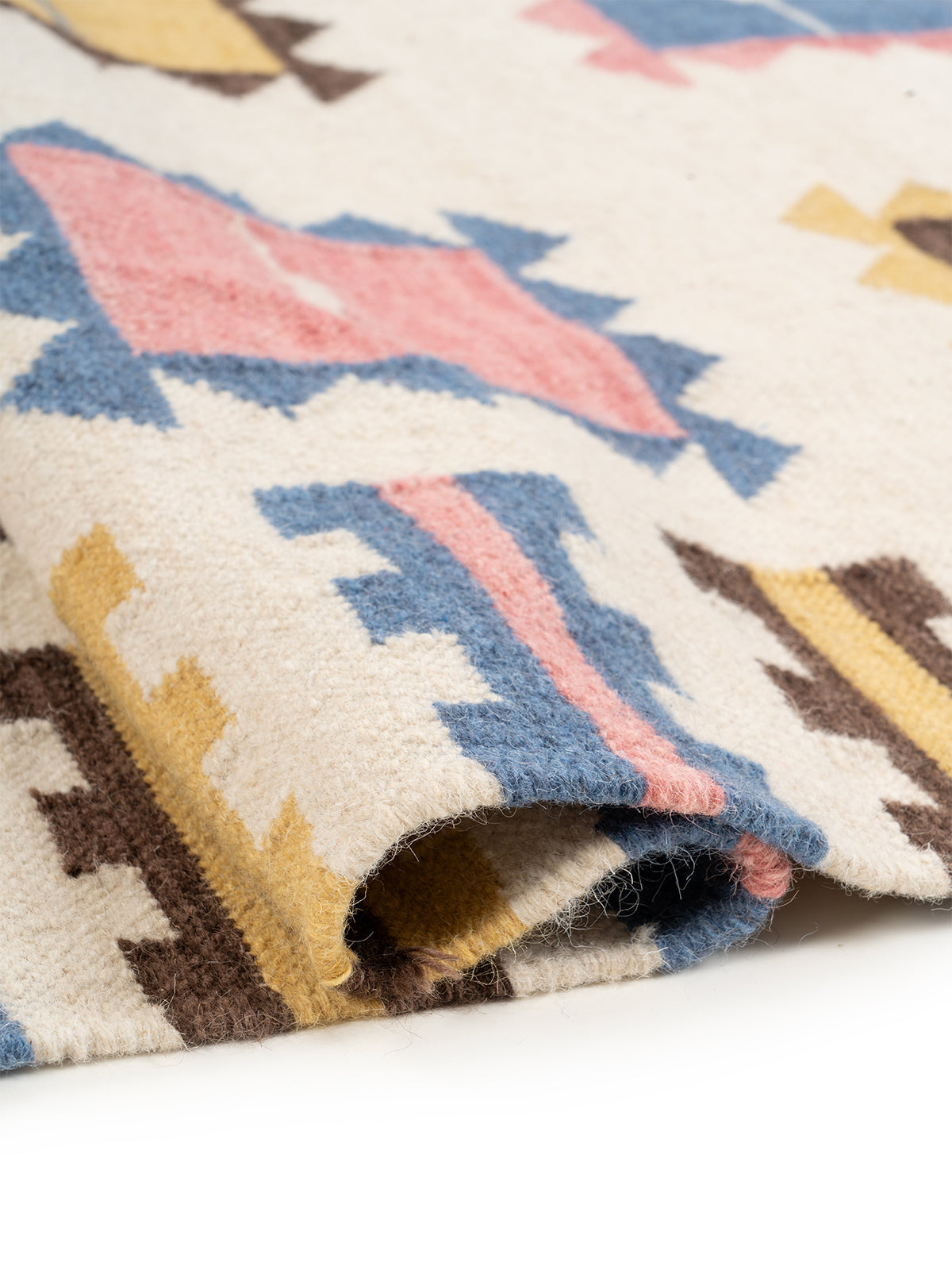 Scandi Block Flatweave Rug - texture detail showing wool surface