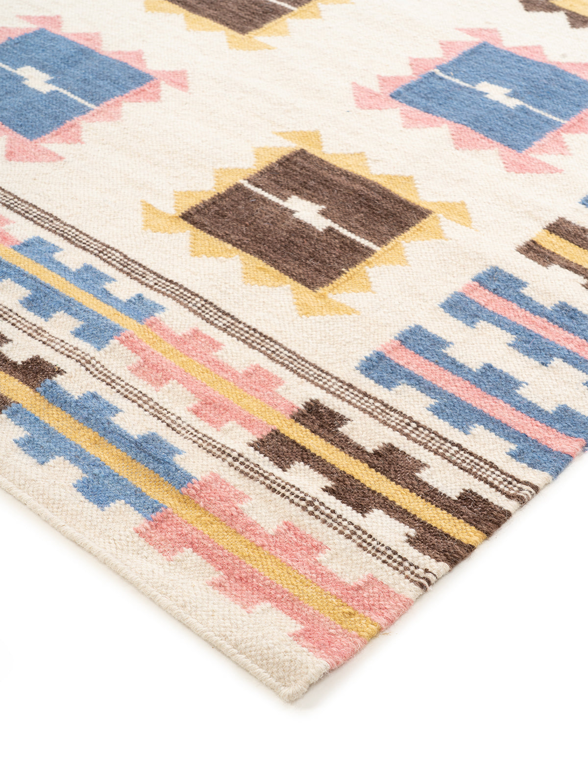 Scandi Block Flatweave Rug close-up showing the wool weave and geometric motif