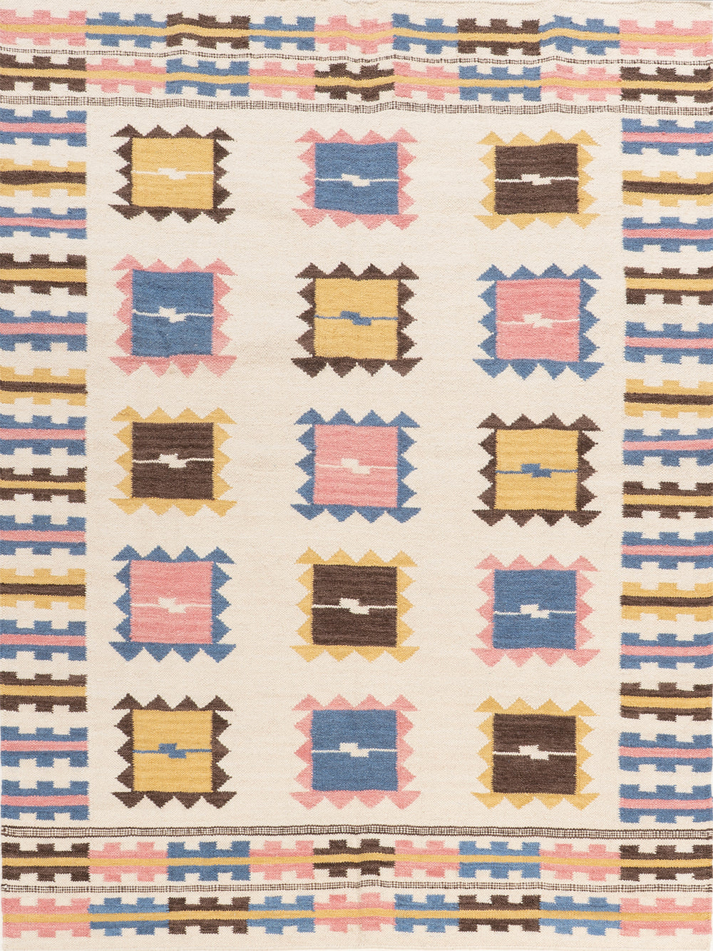 Scandi Block Flatweave Rug | Textured Wool Jute Rug - Aarohana Home