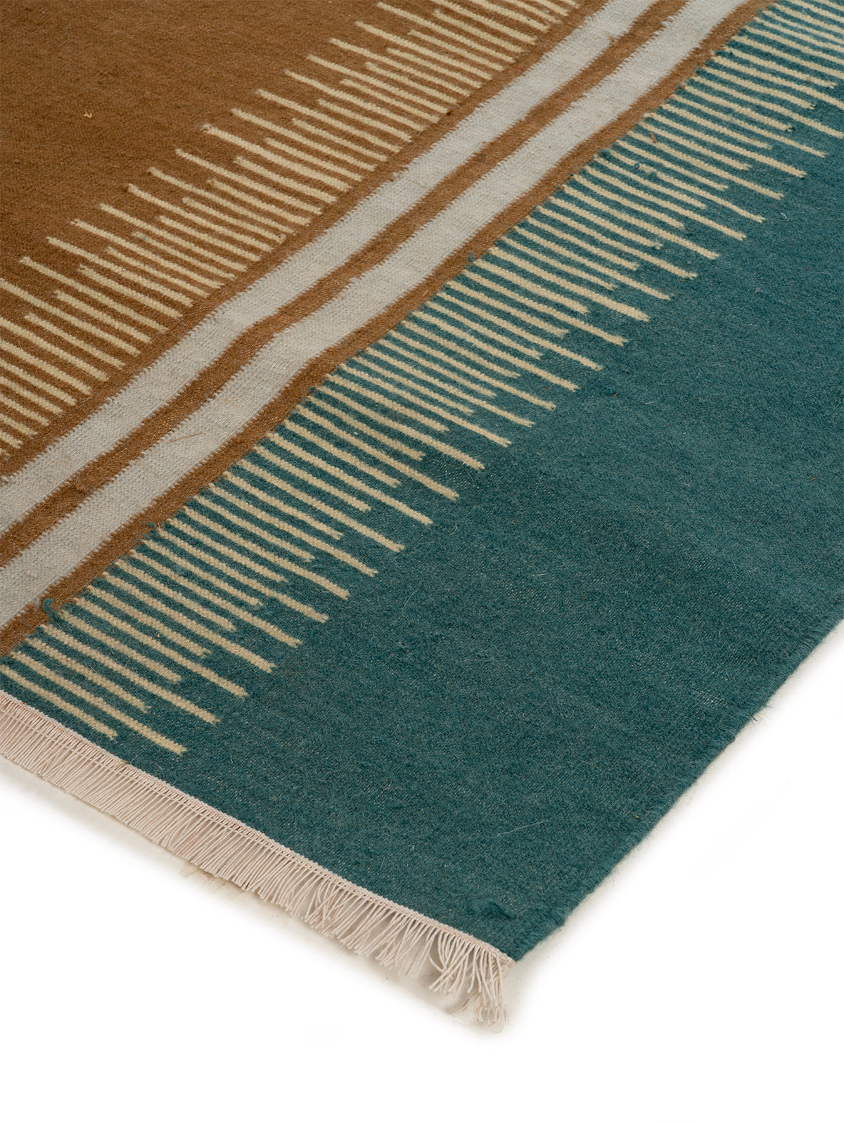 Scandi Colour-Block Runner-Ochre close-up showing the wool weave and geometric surface