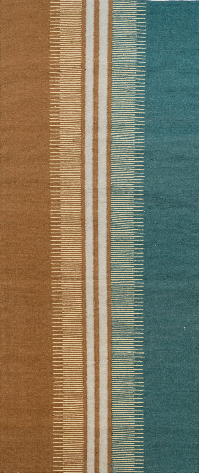 Scandi Colour-Block Runner-Ochre in wool