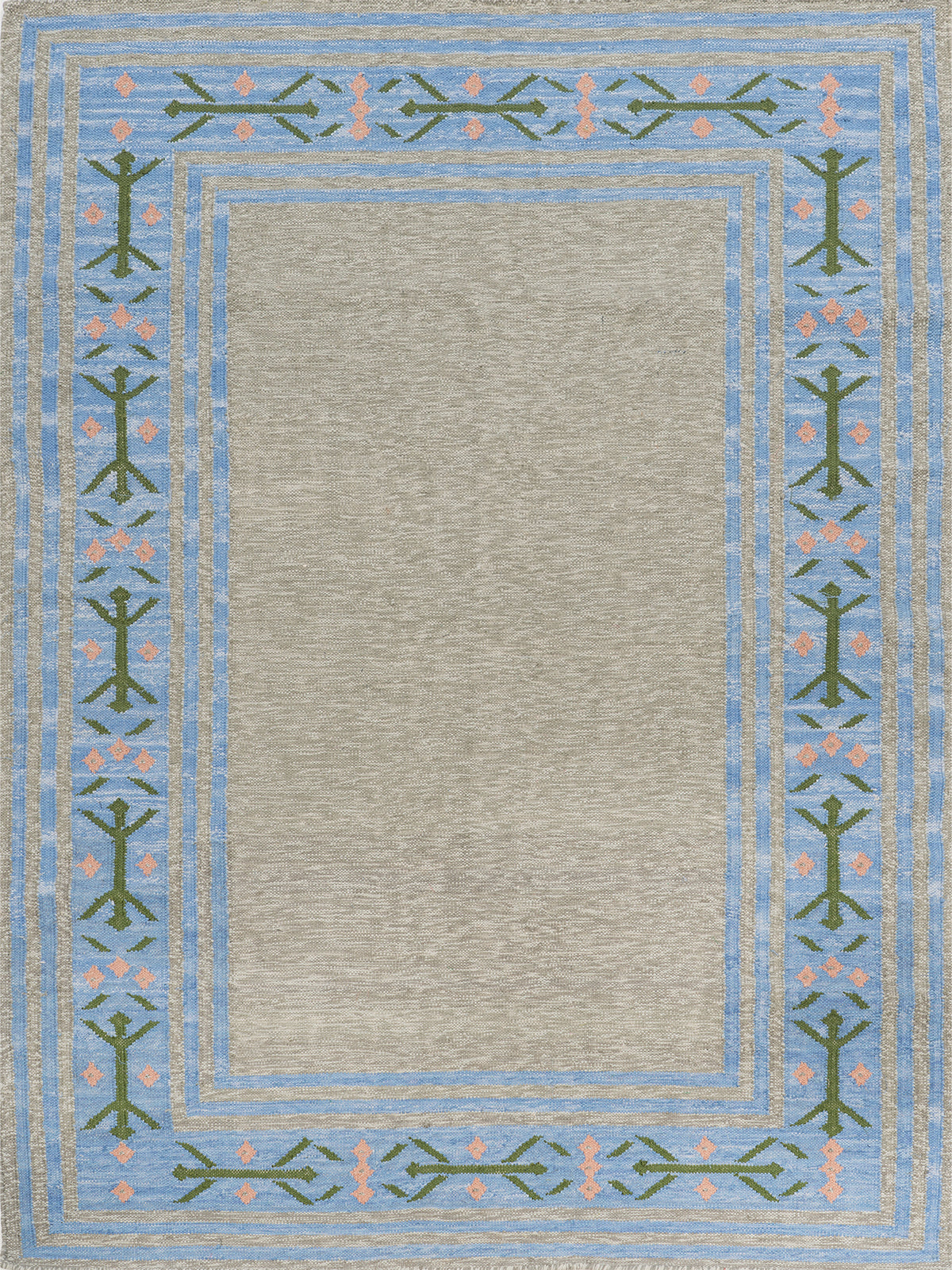 Scandi Folk Border Wool Rug wool rug in neutral tones