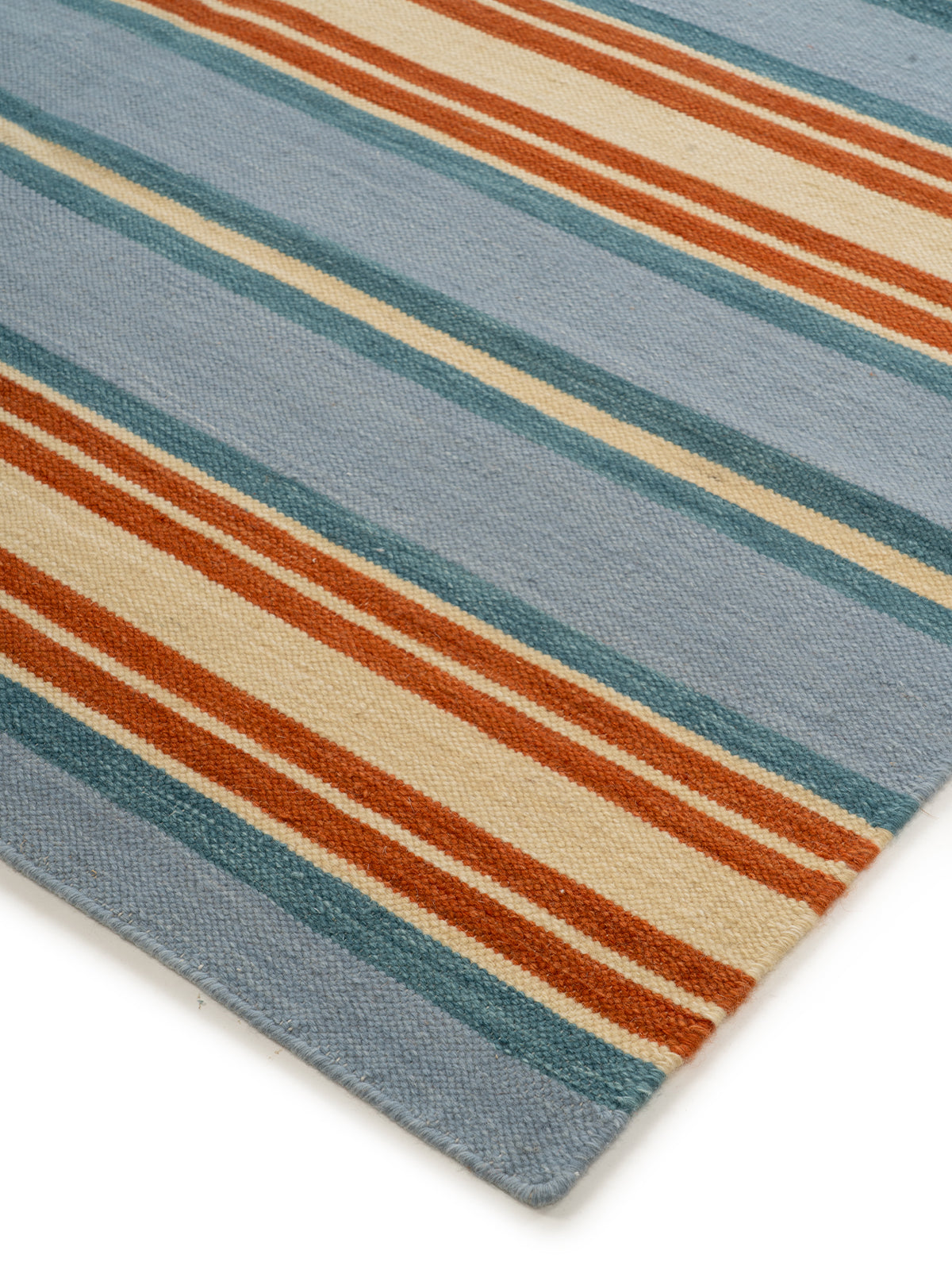 Seaside Stripe Wool Rug close-up showing the wool weave and striped pattern