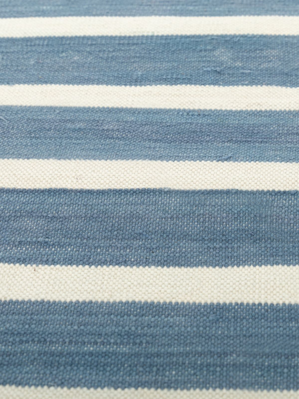 Serenity Stripes Flatweave Rug-Blue - texture detail showing cotton surface