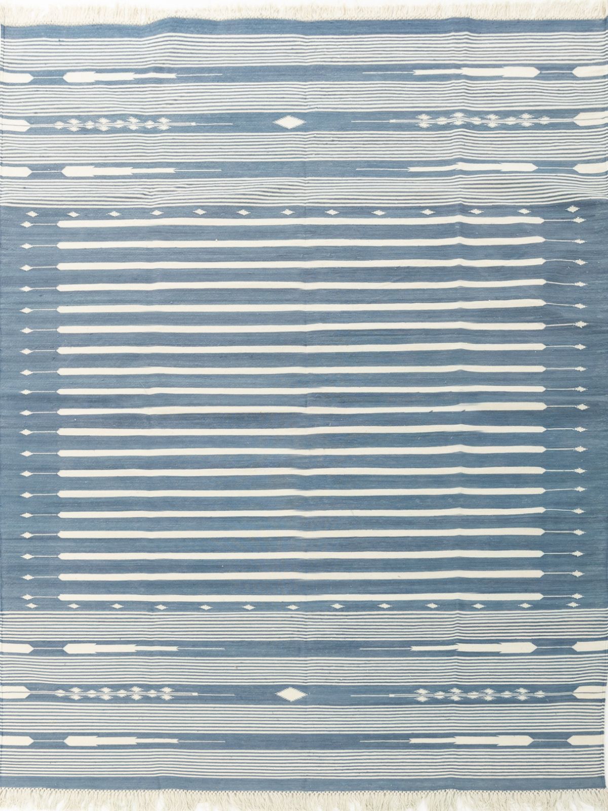 Serenity Stripes Flatweave Rug-Blue cotton rug in blue tones