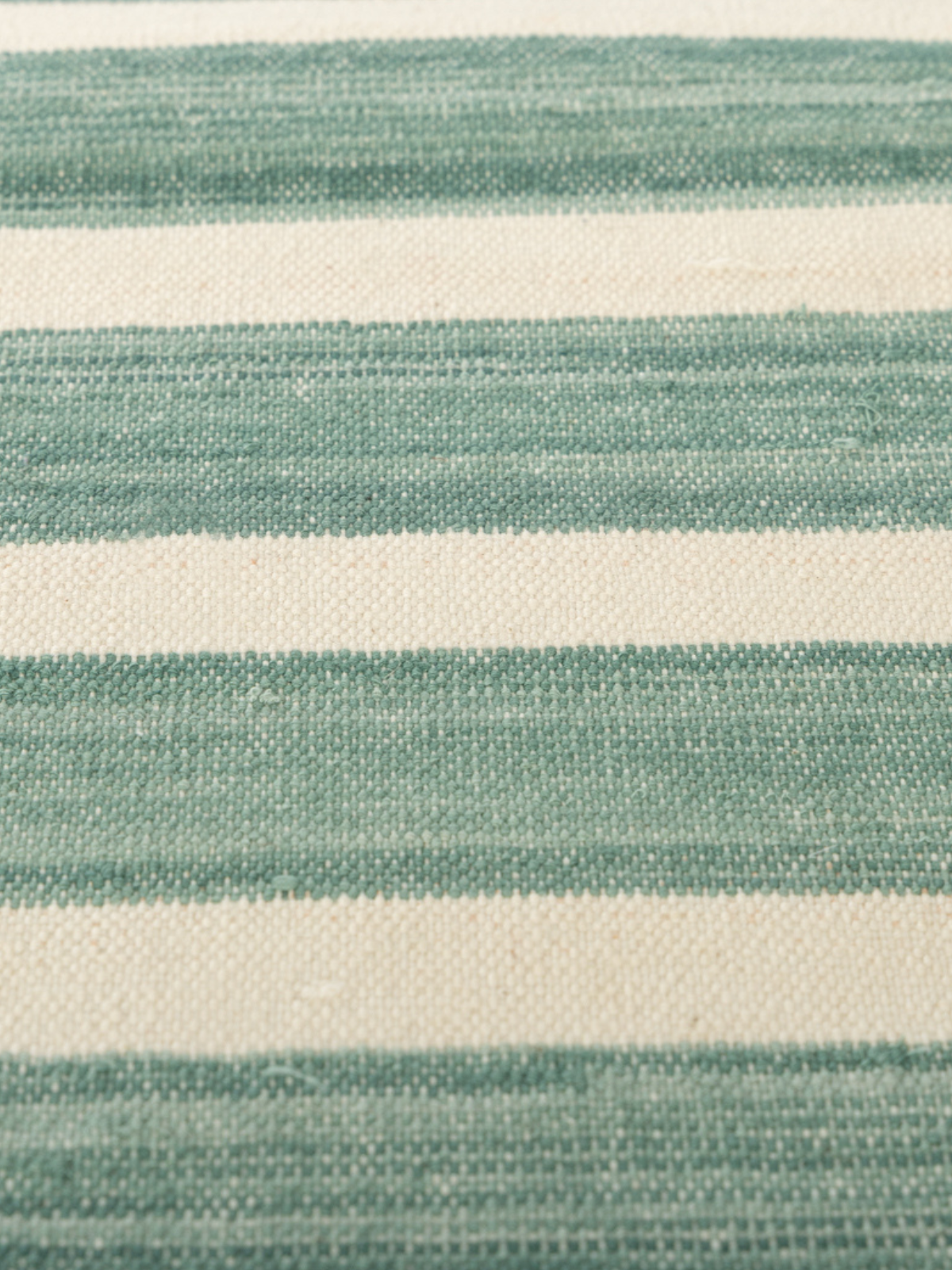 Serenity Stripes Flatweave Rug-Green - texture detail showing cotton surface