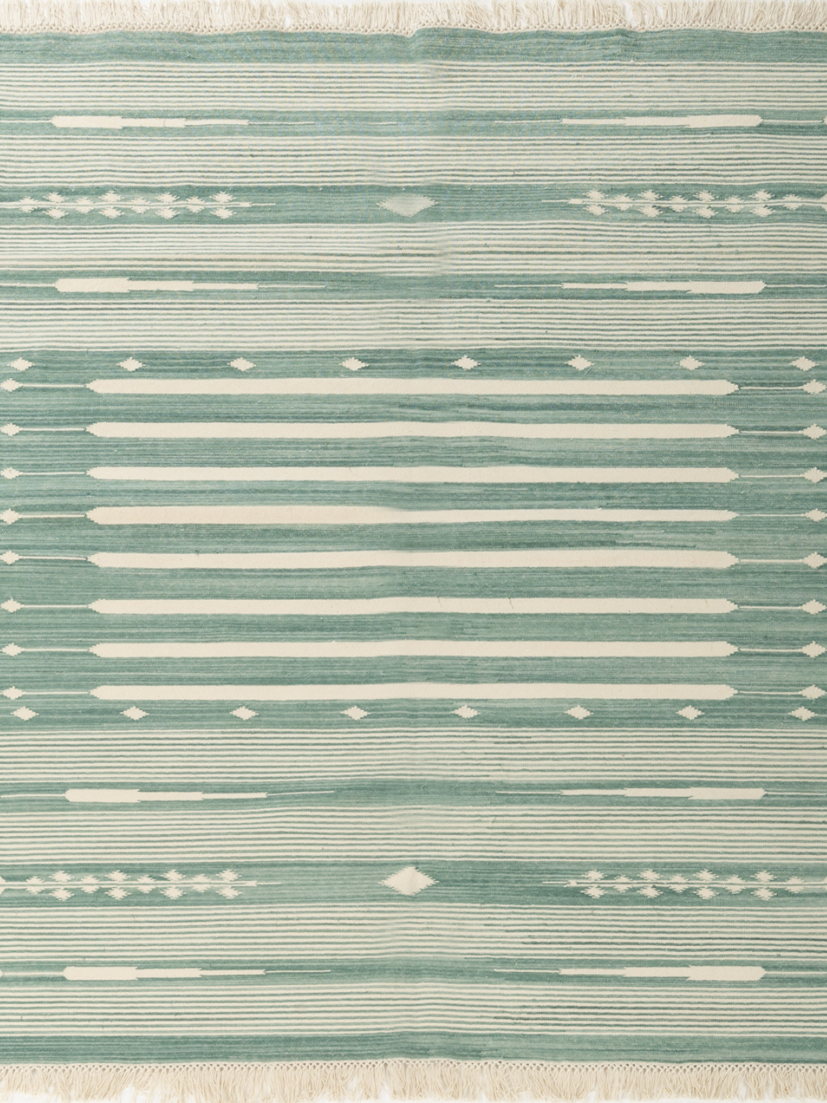 Serenity Stripes Flatweave Rug-Green cotton rug in green tones