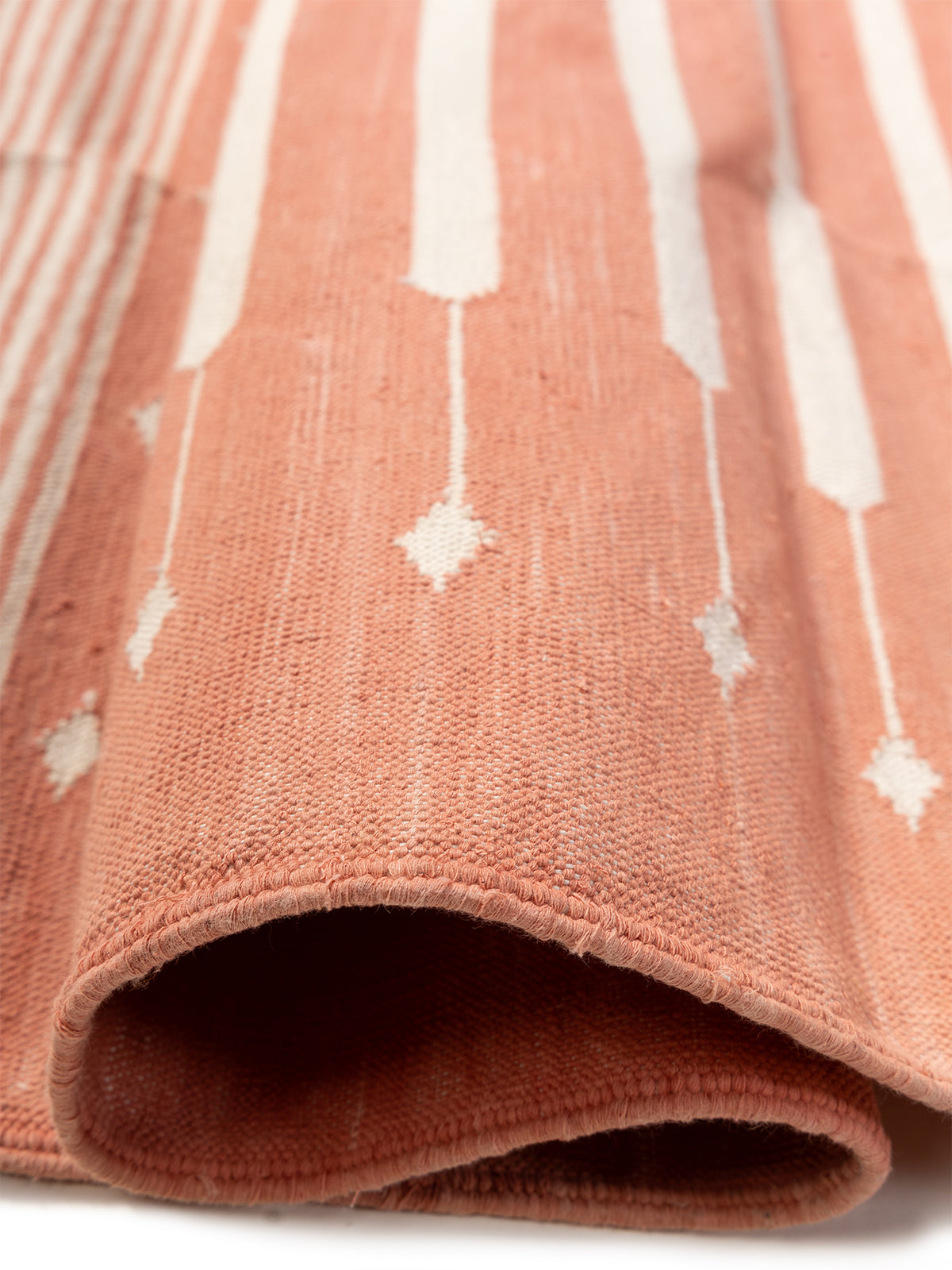 Serenity Stripes Flatweave Rug-Peach - texture detail showing cotton surface