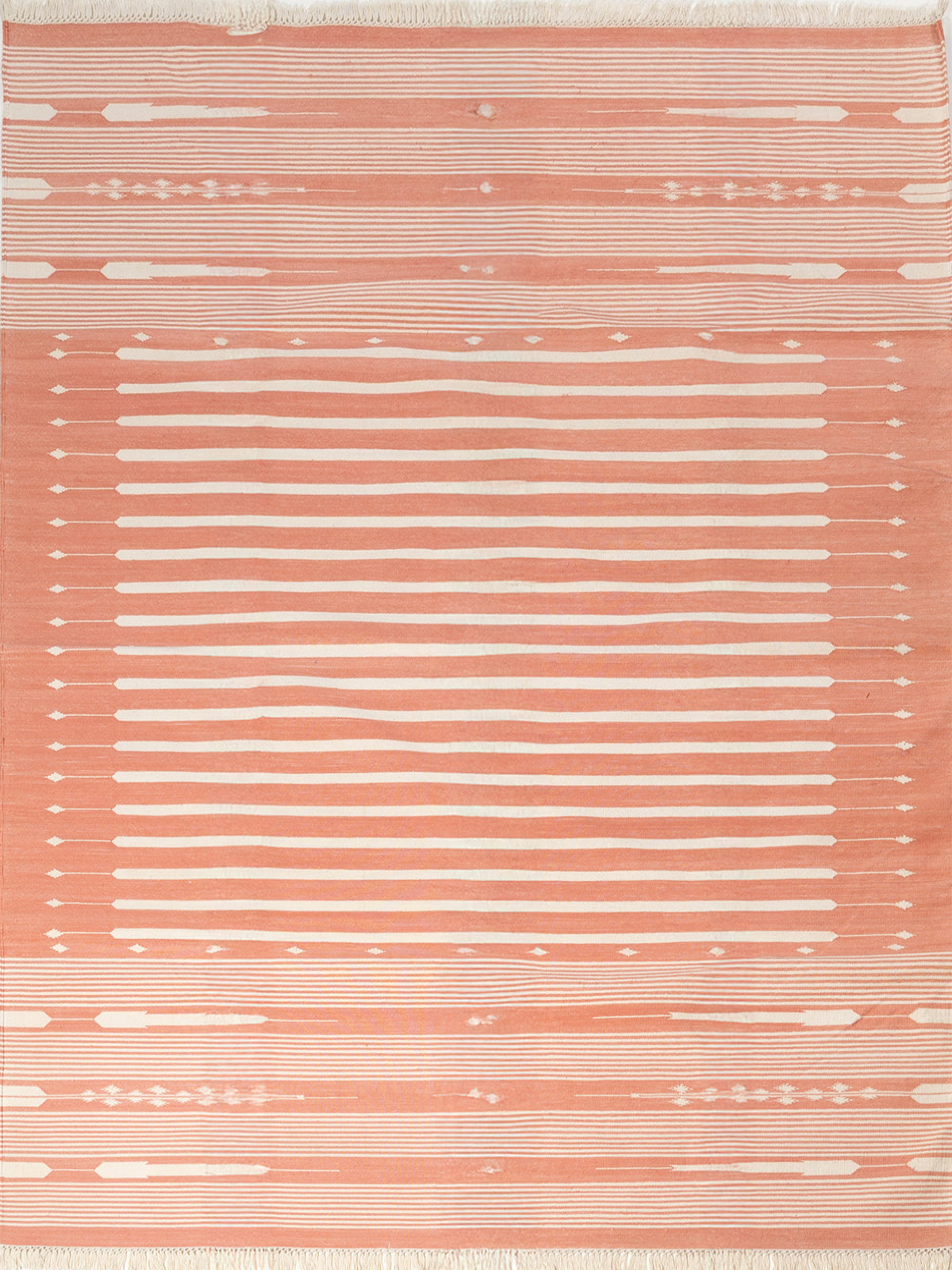 Serenity Stripes Flatweave Rug-Peach cotton rug in orange tones