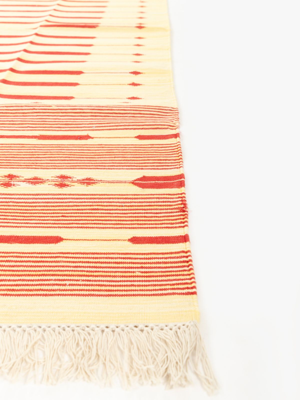 Serenity Stripes Flatweave Rug-Red - texture detail showing cotton surface