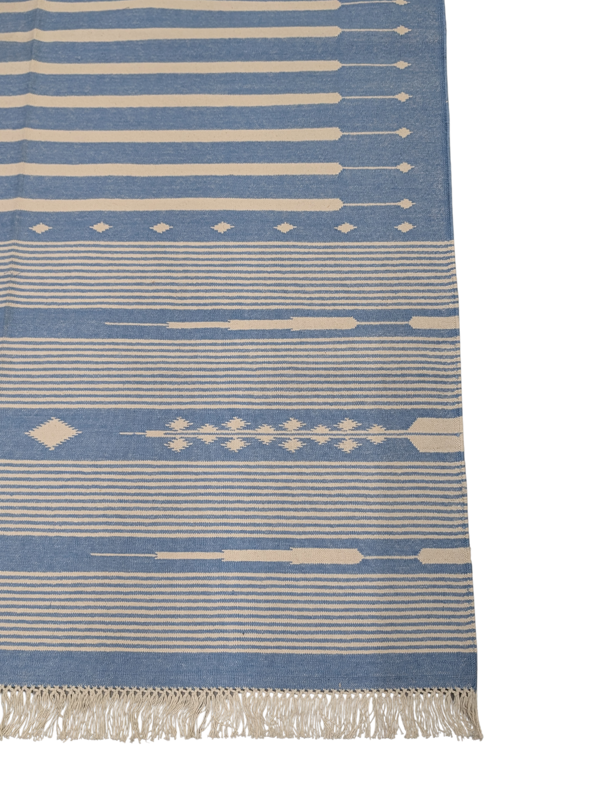 Serenity Stripes Flatweave Rug-Yale - texture detail showing cotton surface