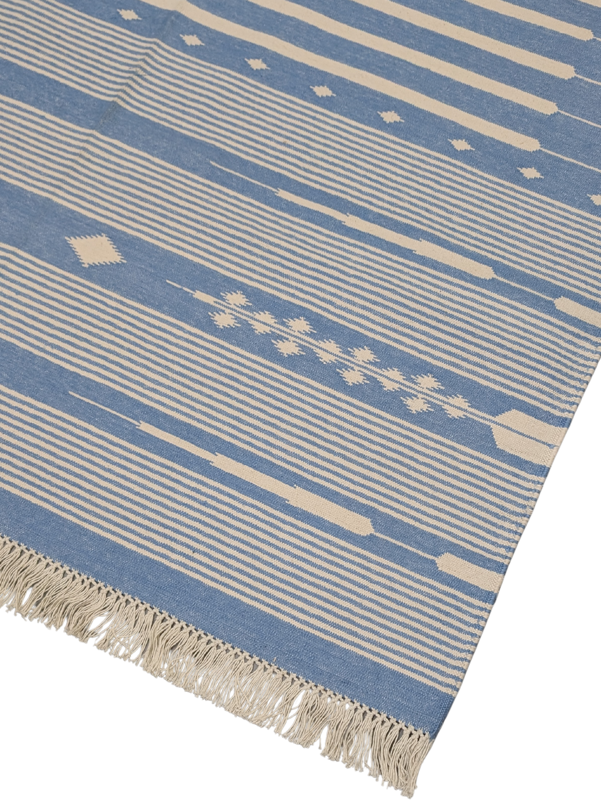 Serenity Stripes Flatweave Rug-Yale close-up showing the cotton weave and striped pattern