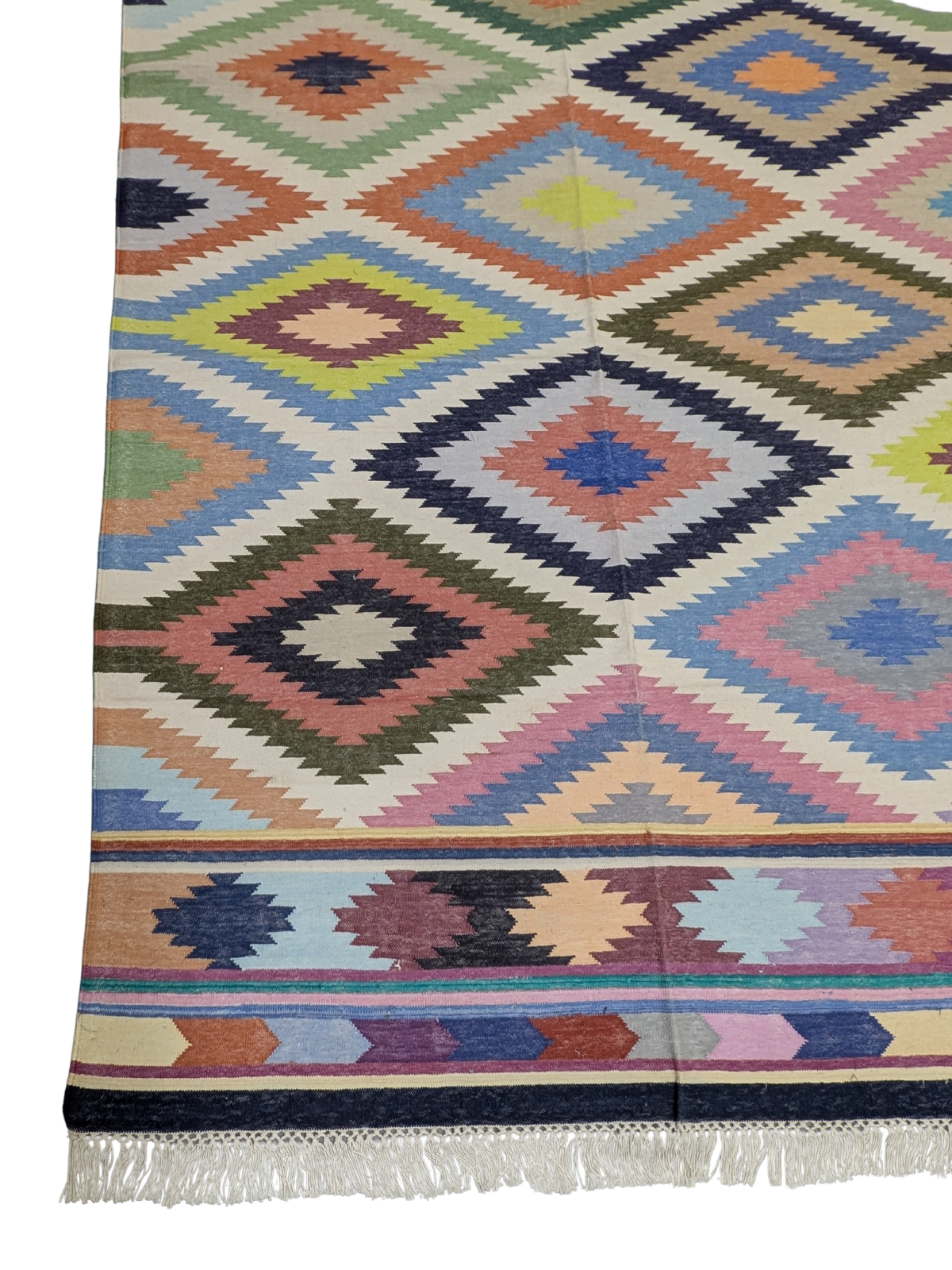 Sierra Spirit Flatweave Rug close-up showing the cotton weave and geometric motif