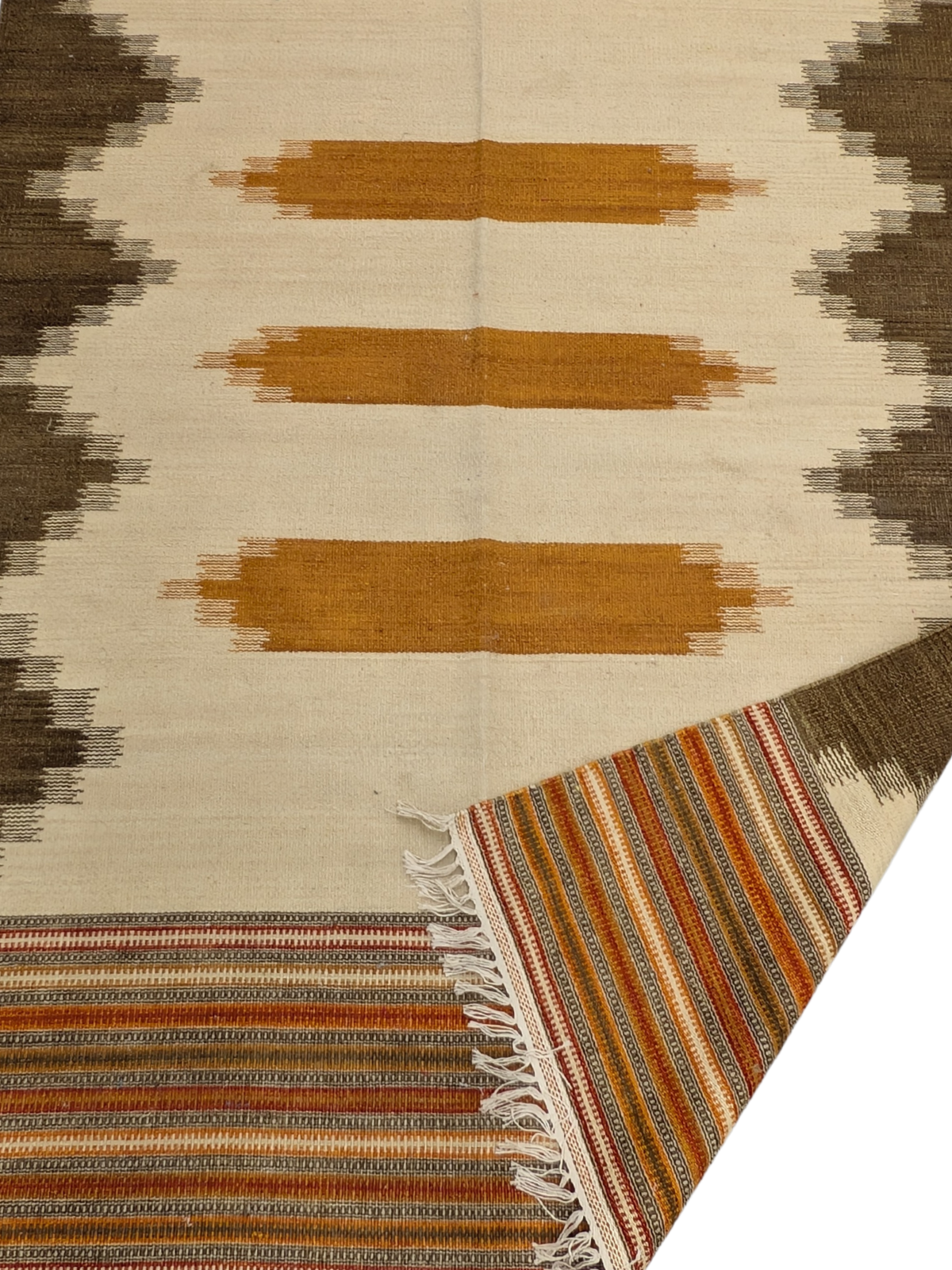 Sierra Sunset detail of the striped cotton surface and edge finishing