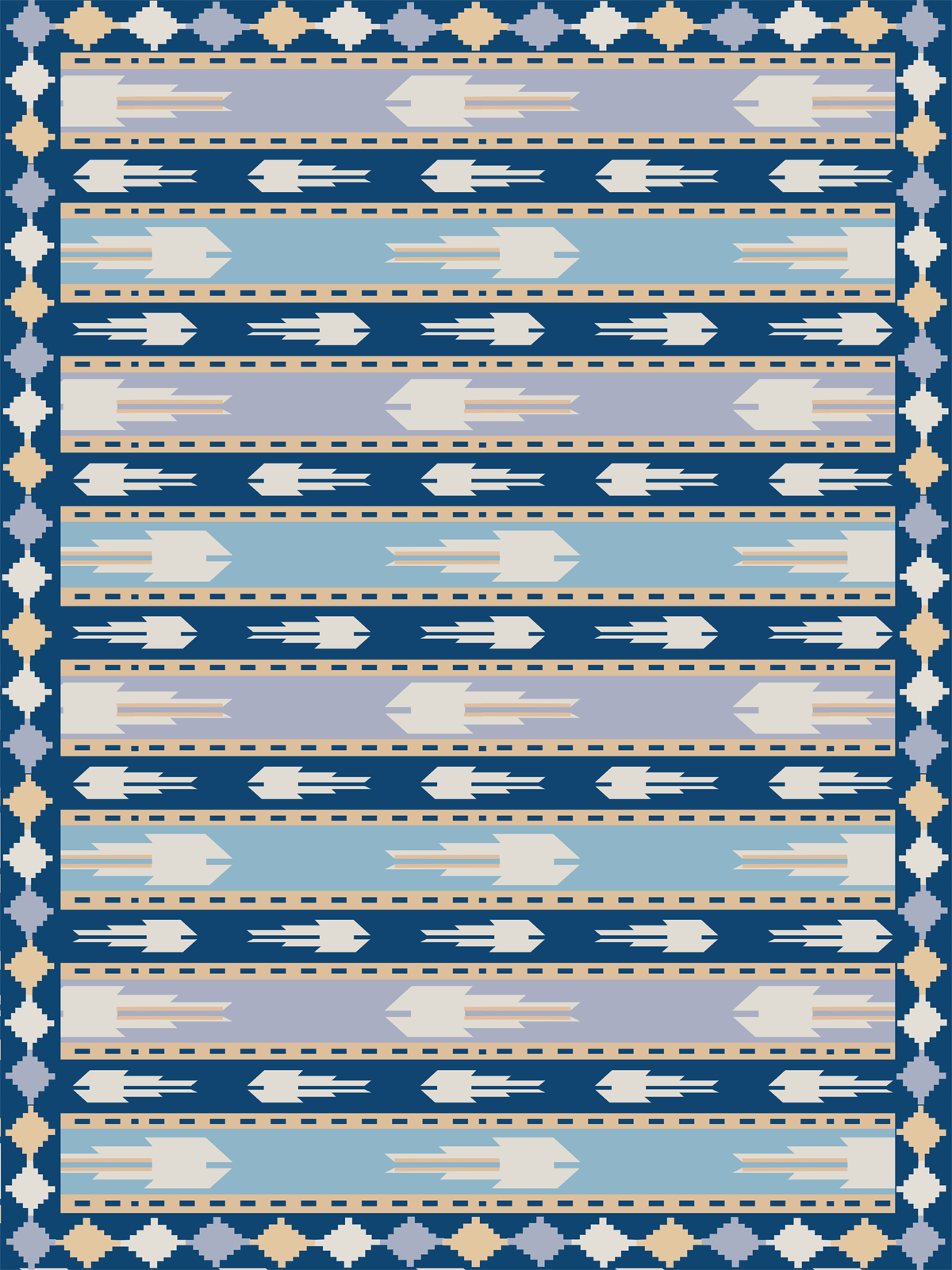 Silken Sky raw silk rug in blue tones