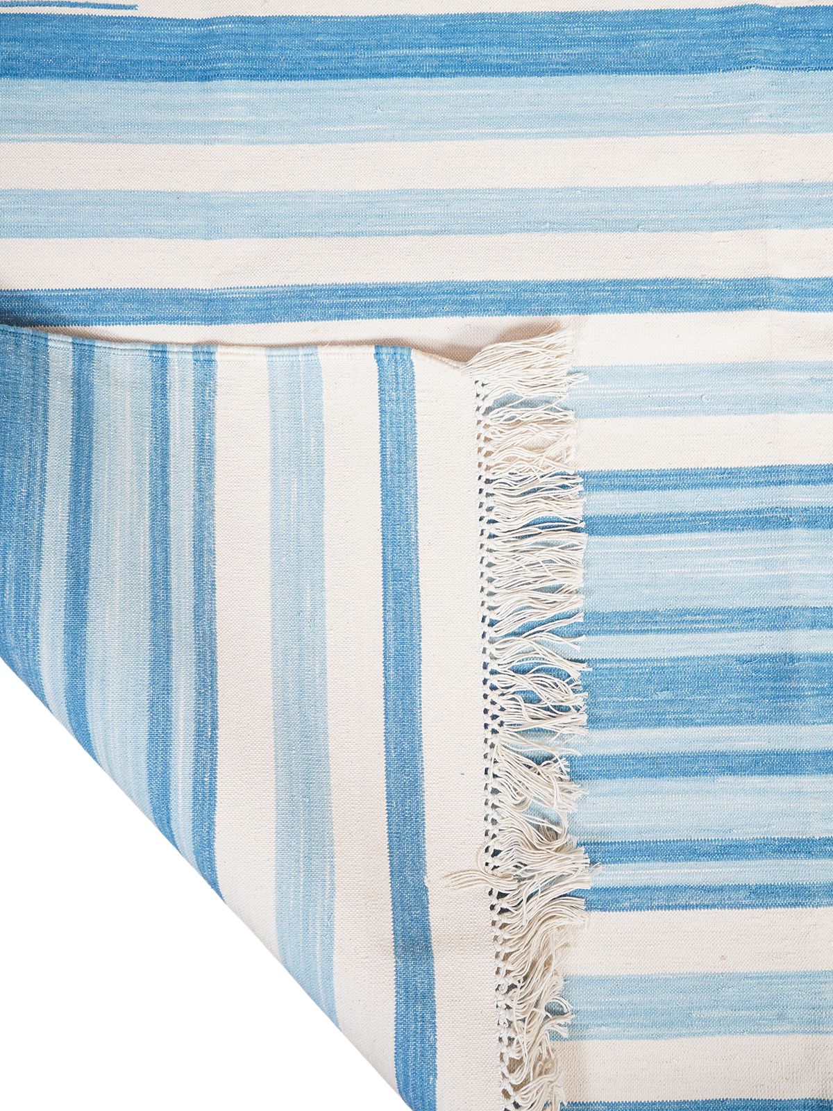 Skyline Hue Striped Rug close-up showing the cotton weave and striped pattern