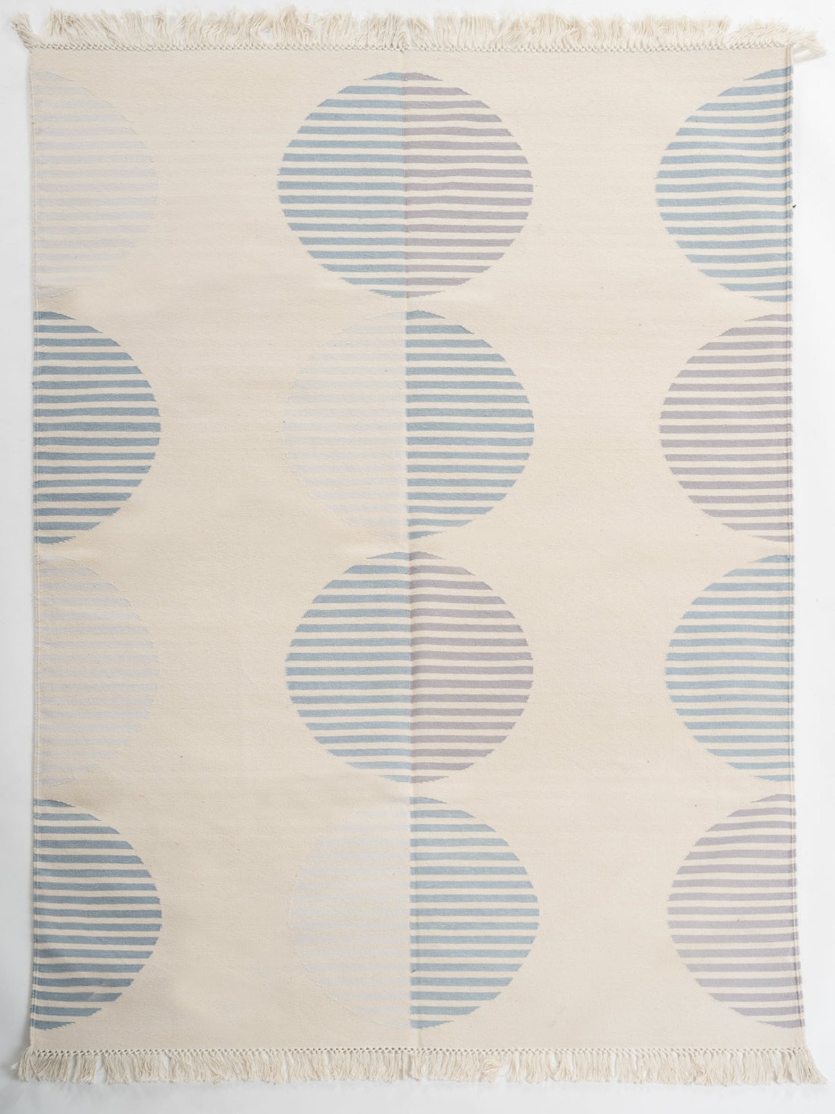 Striped Circles Reversible Handwoven Cotton Rug cotton rug in multicoloured tones