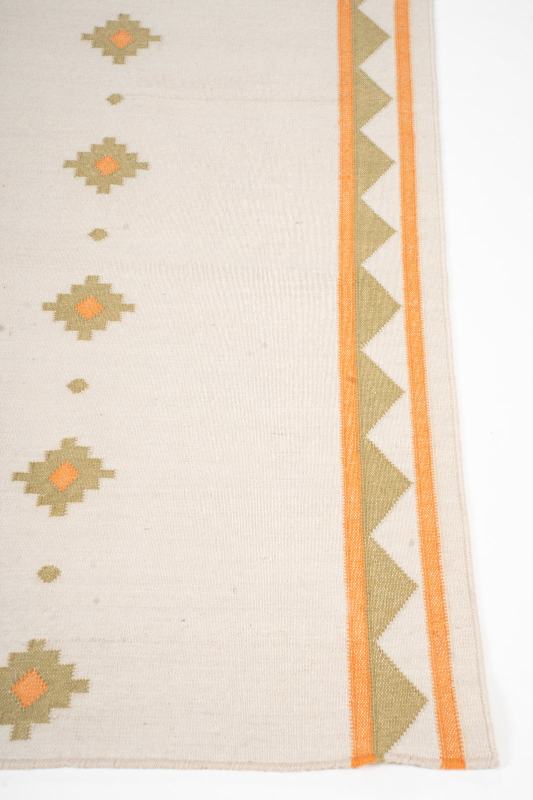 Sunburst Horizon Dhurrie Runner - cotton runner laid in a hallway view