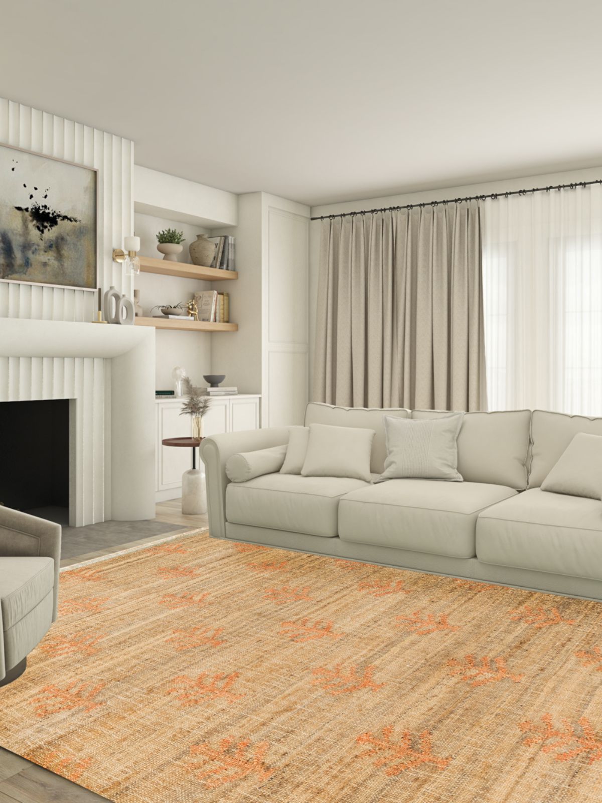 Sunset Foliage Jute Rug - additional product view showing the jute rug