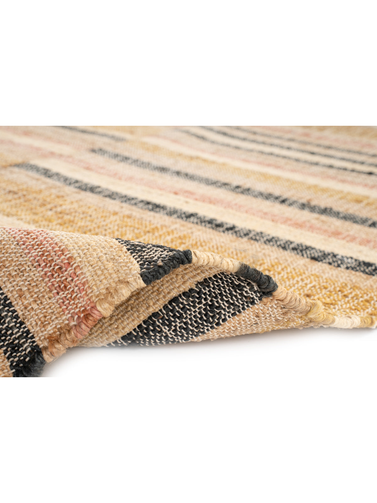 Sunset Stripes Handwoven Jute Rug - jute runner laid in a hallway view