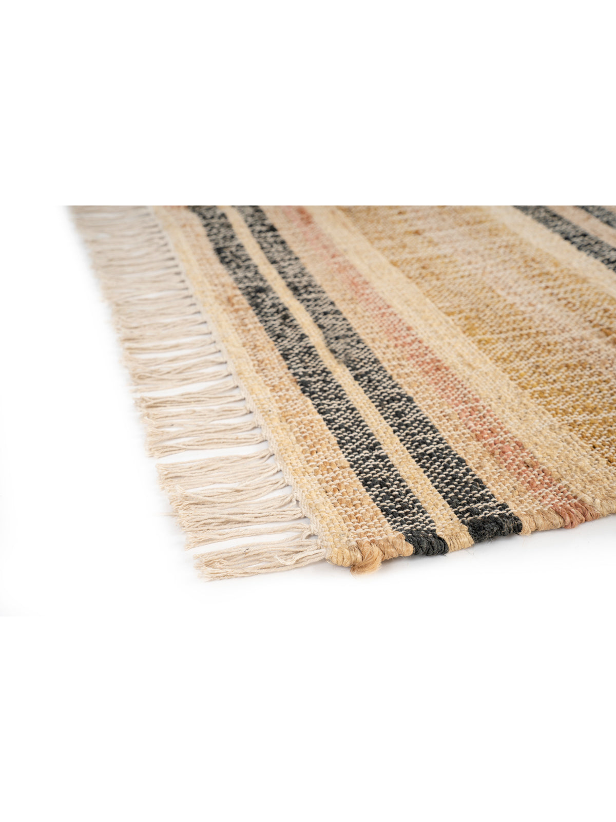 Sunset Stripes Handwoven Jute Rug - jute runner laid in a hallway view