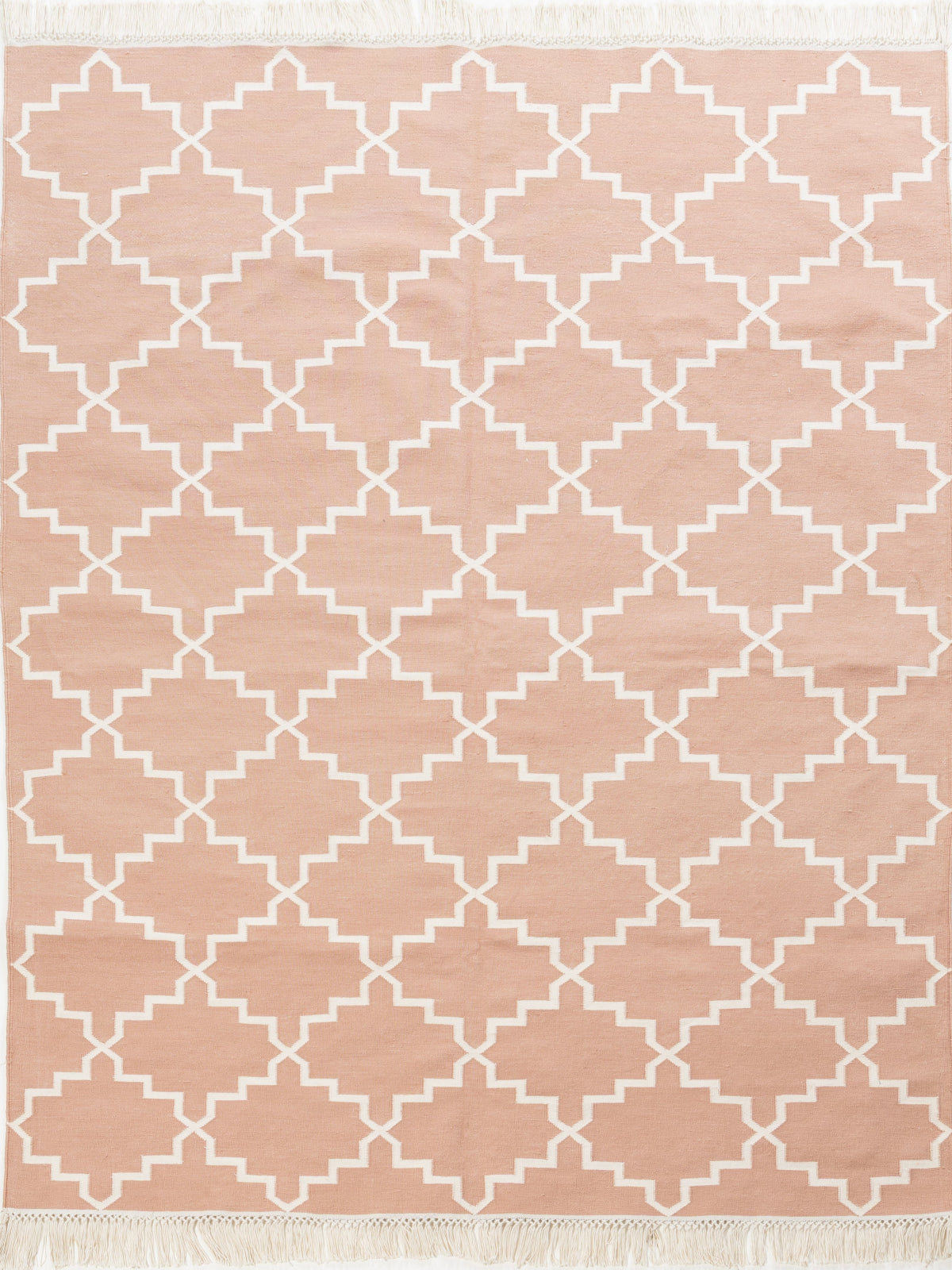 Symmetry Flatweave Rug-Peach cotton rug in orange tones