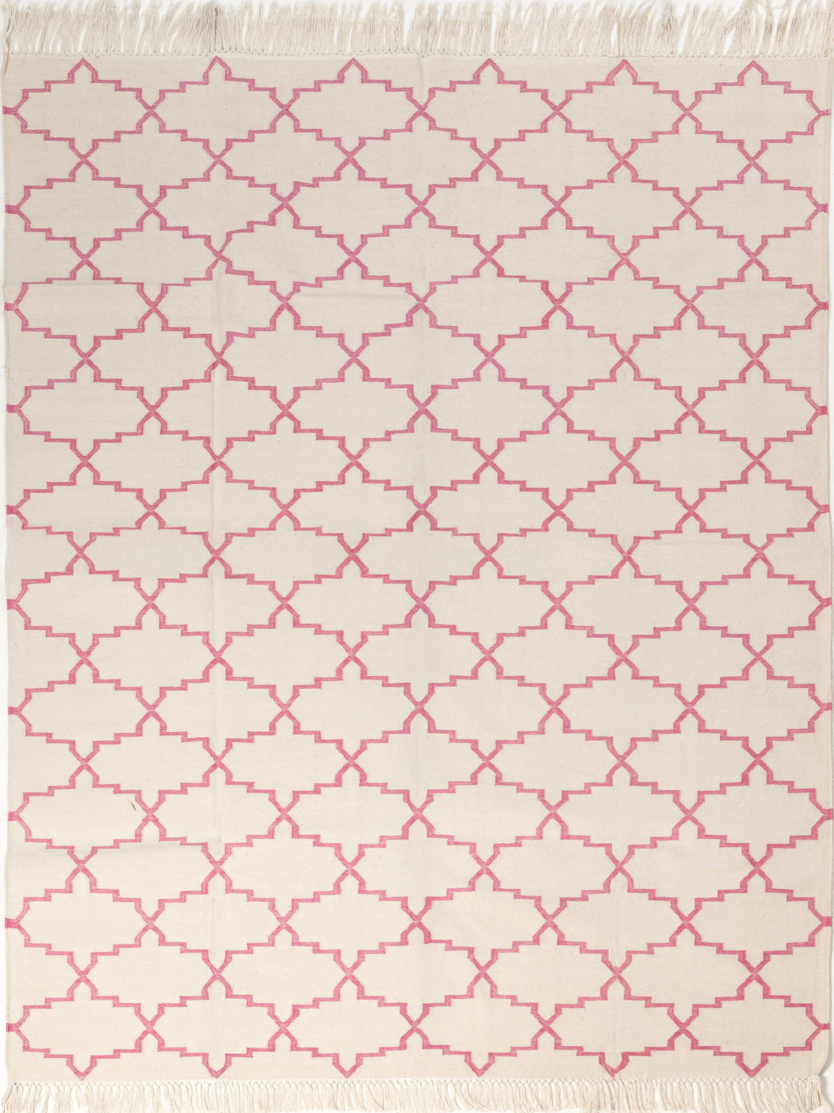 Symmetry Flatweave Rug-Pink cotton rug in pink tones