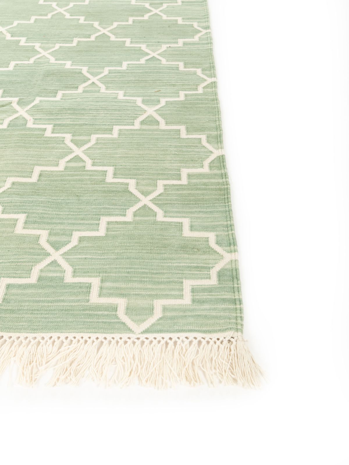 Symmetry Flatweave Rug-Sage - texture detail showing cotton surface