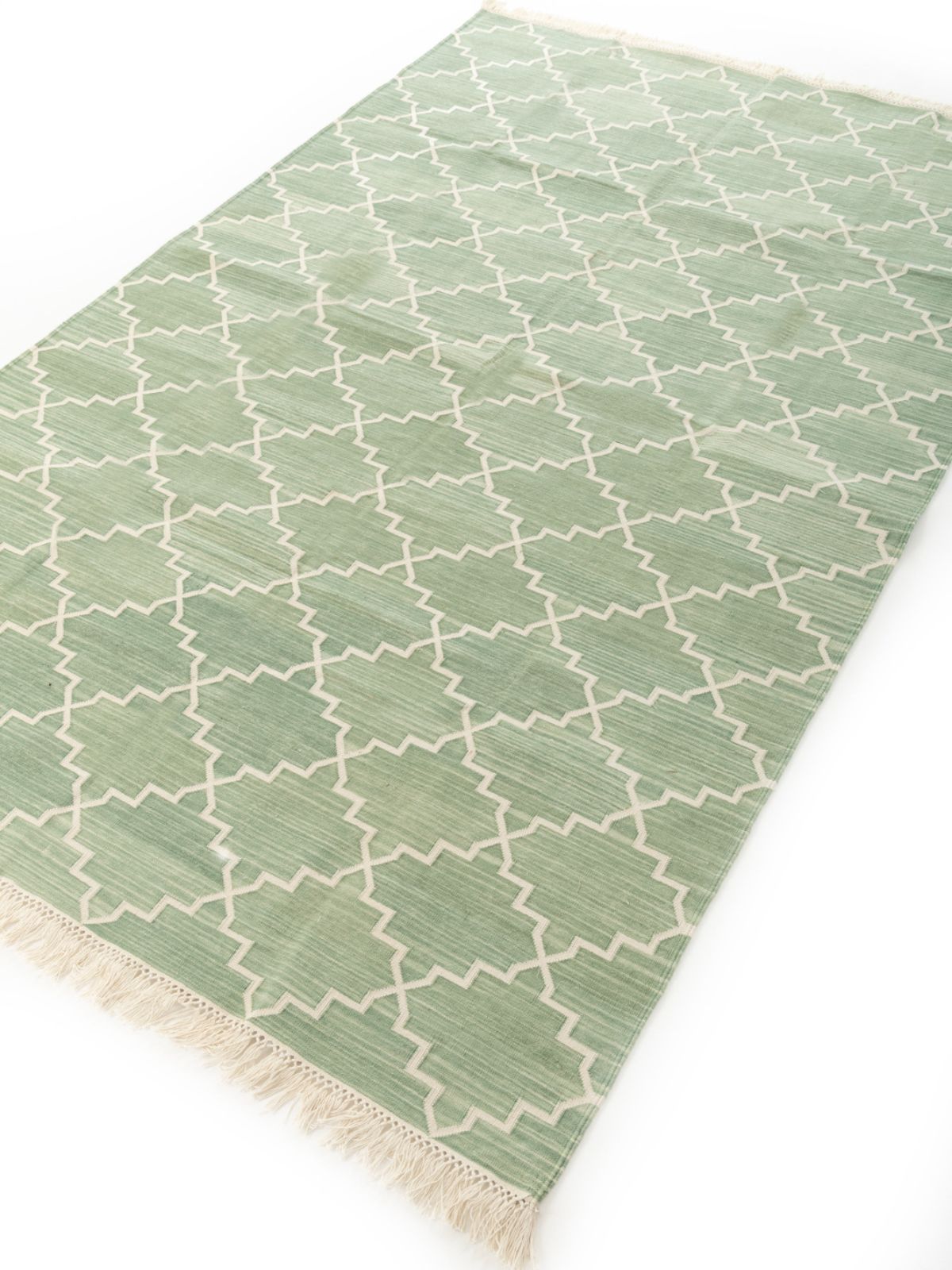 Symmetry Flatweave Rug-Sage - texture detail showing cotton surface