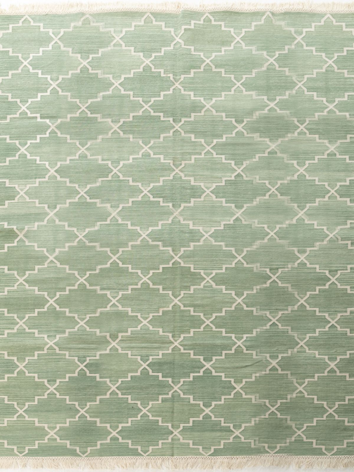 Symmetry Flatweave Rug-Sage cotton rug in green tones