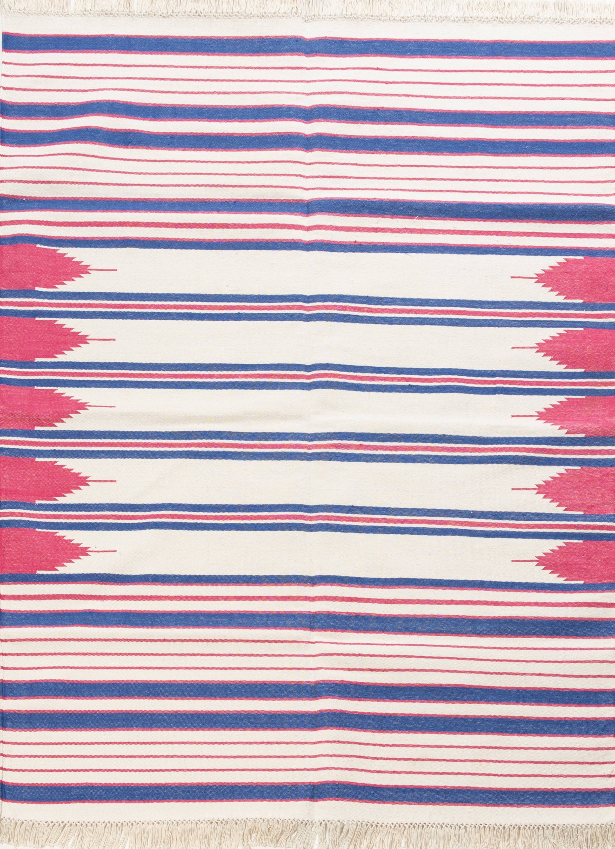 Temple Stripe Flatweave rug-Red cotton rug in red tones