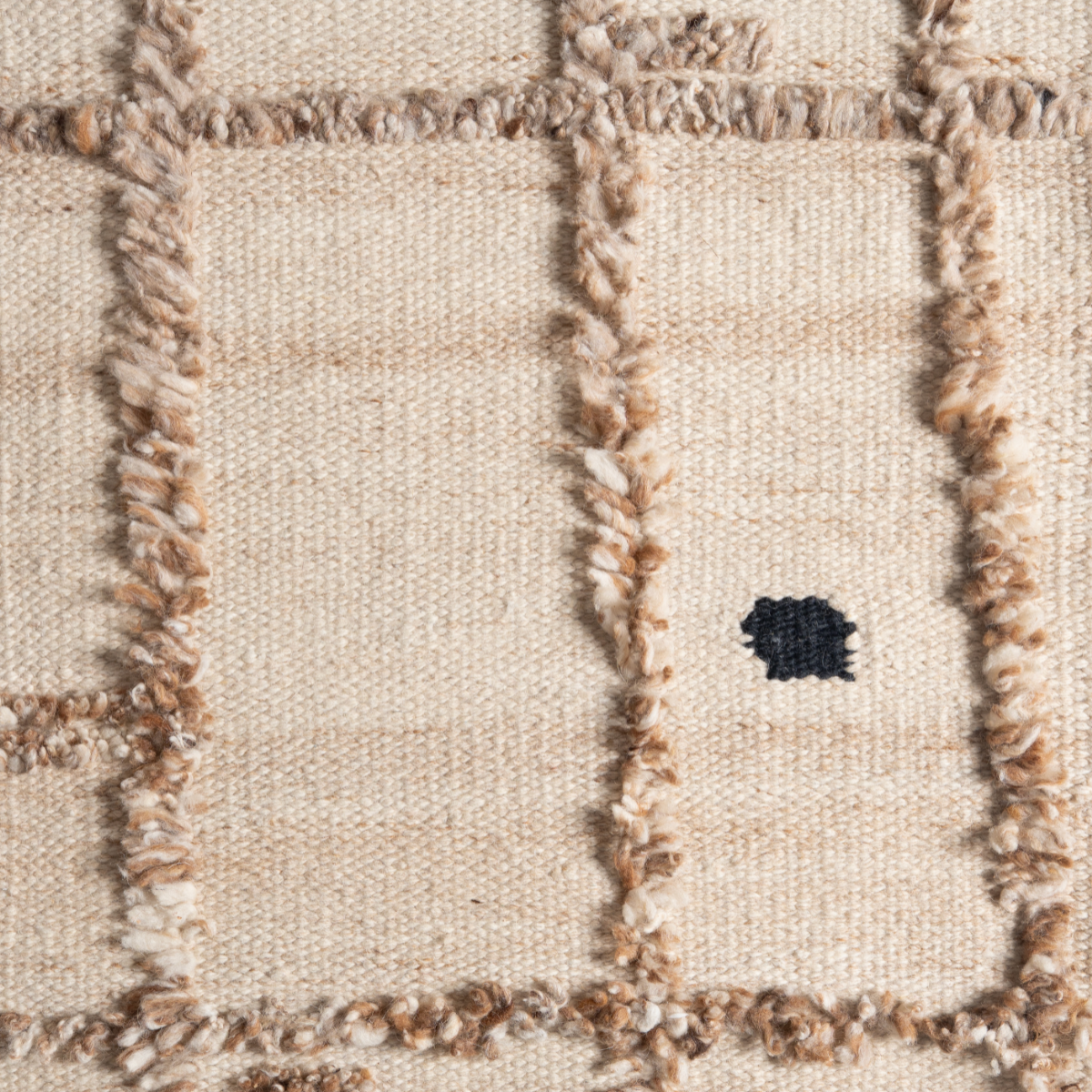 Tethered Landscapes : Fallow Grid wool rug in neutral tones