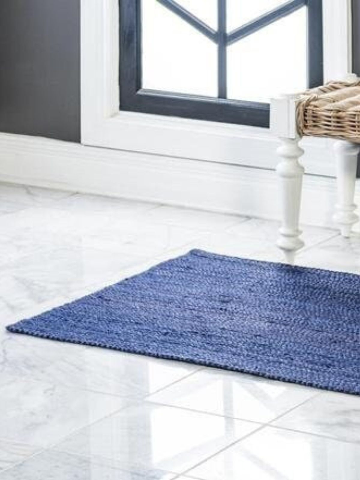 Thaba braided area rug-Navy - additional product view showing the jute rug