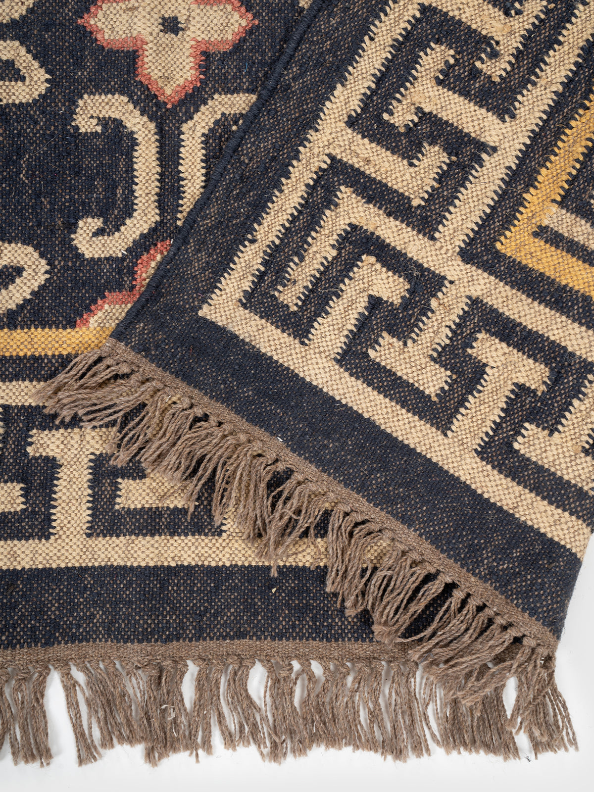 The Aegean Key Rug detail of the traditional motif in wool