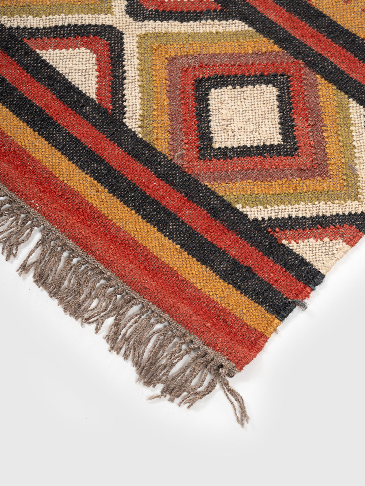 The Amber Rhythm Runner close-up showing the wool weave and stripes surface