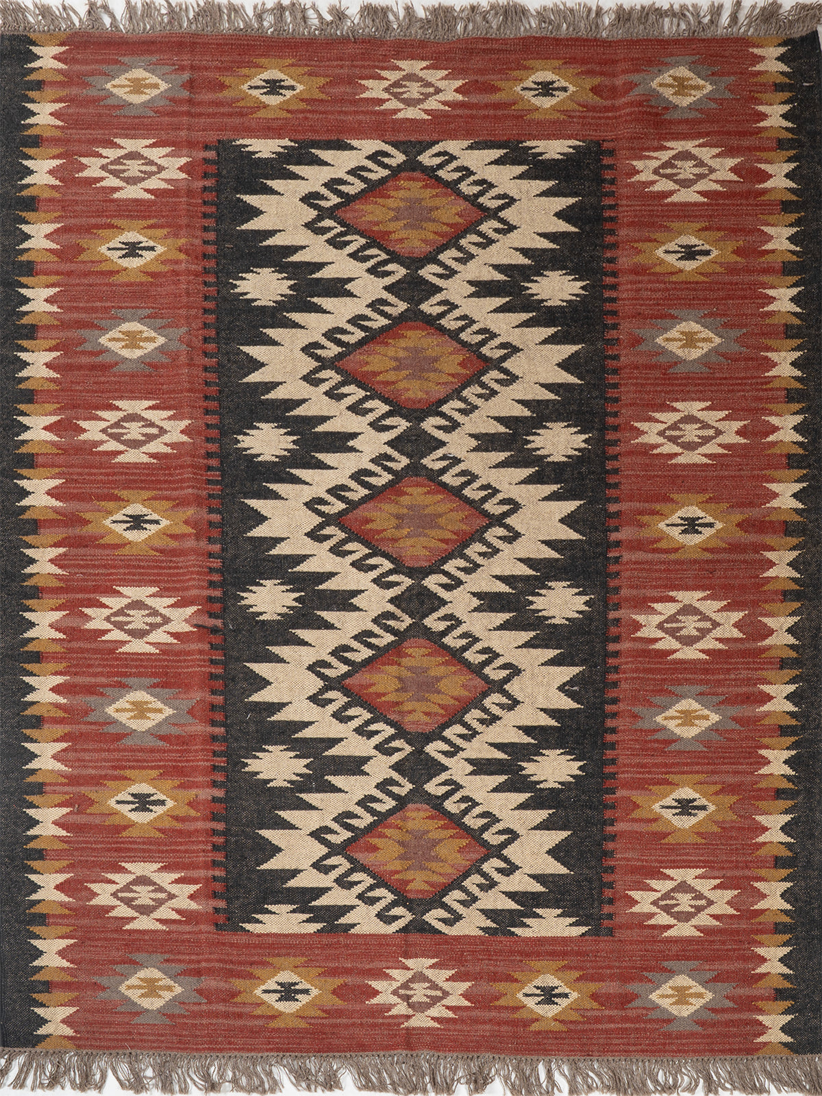 The Ancestral Glyph Rug wool rug in brown tones