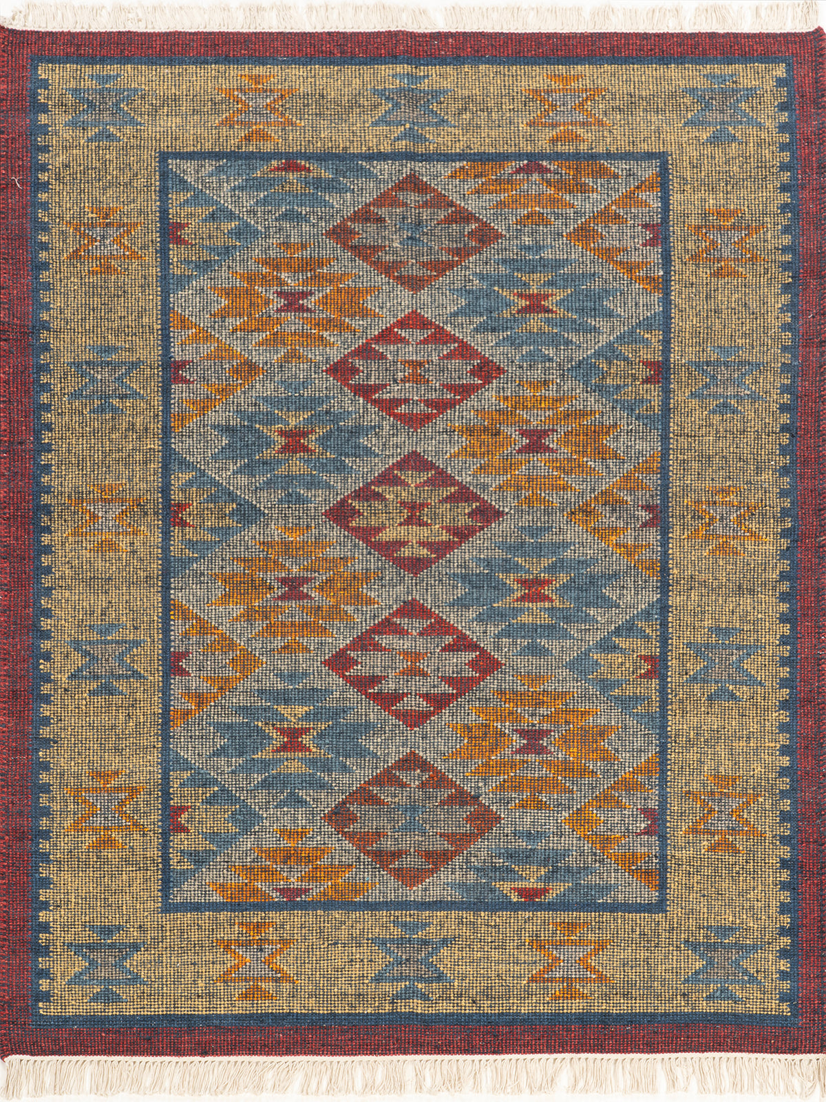 The Aztec Medallion Rug wool rug in multicoloured tones