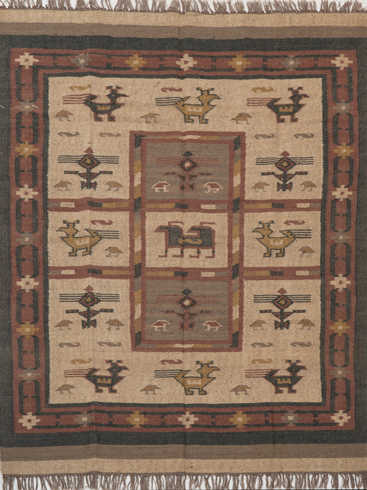 The Bestiary Weave Kilim-Beige wool rug in neutral tones