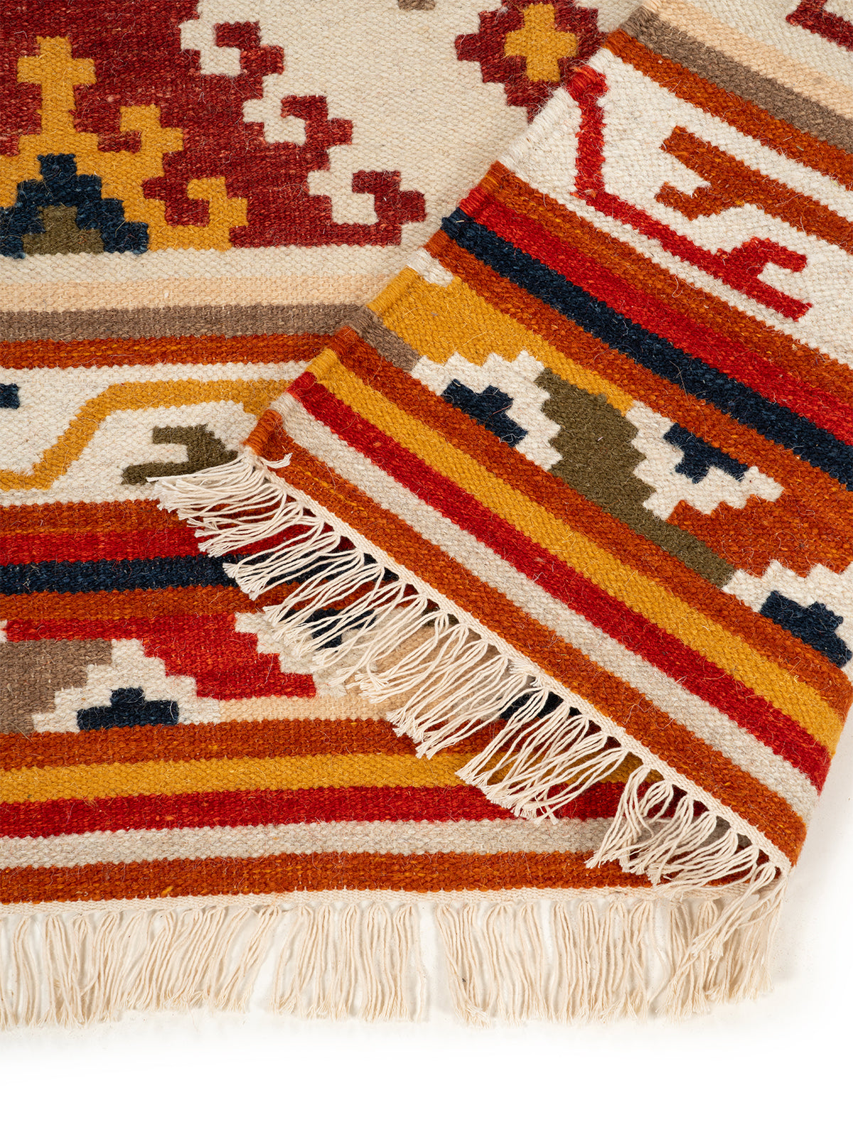 The Bohemian Diamond Rug detail of the geometric pattern in wool