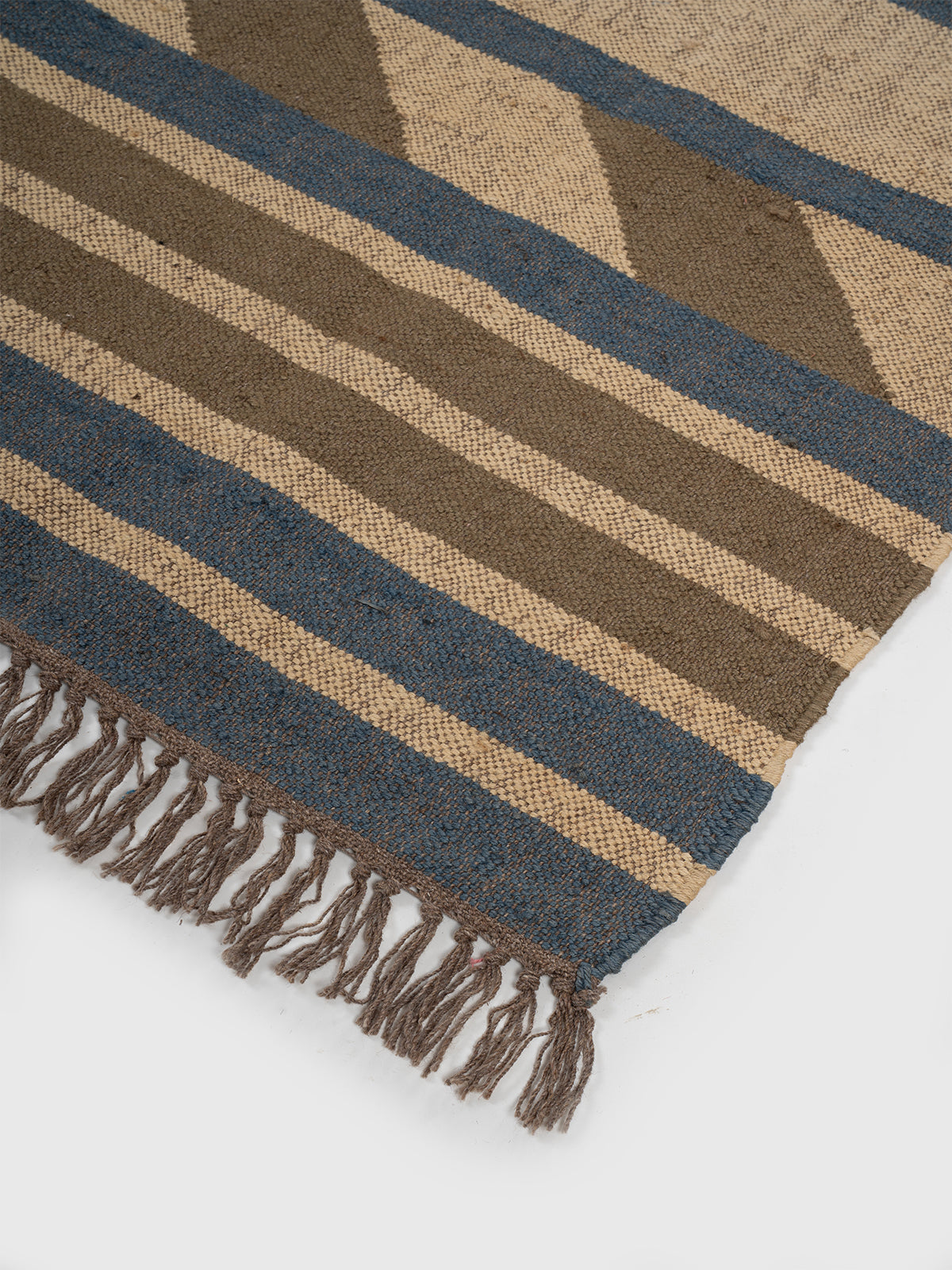 The Canyon Blocks Kilim close-up showing the wool weave and geometric motif