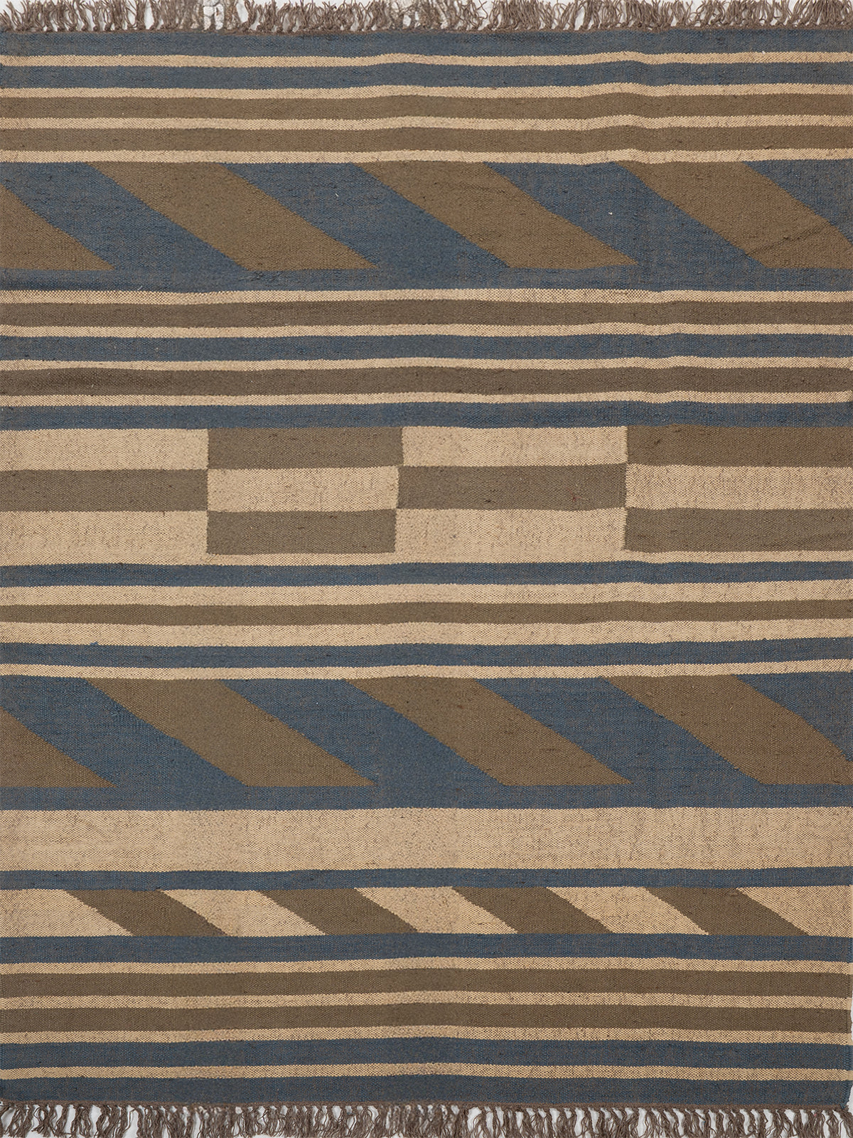 The Canyon Blocks Kilim wool rug in red tones