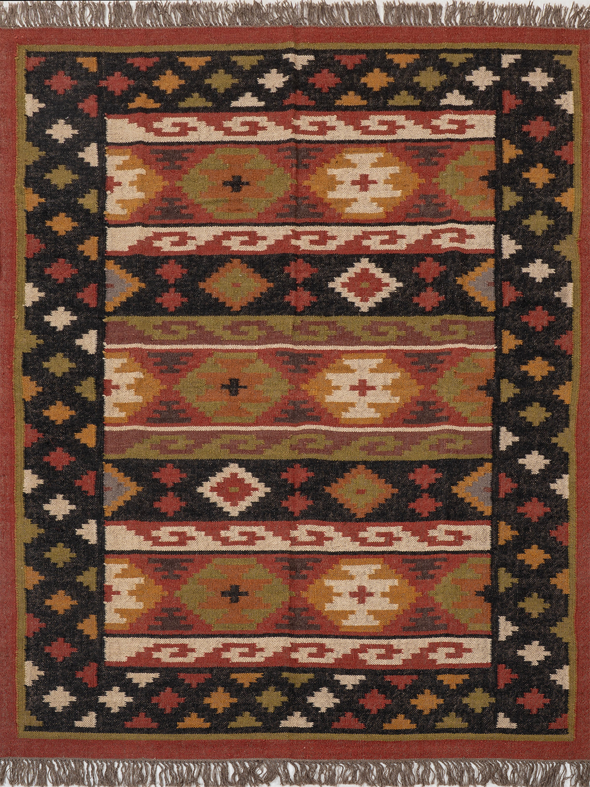 The Charcoal Medley Kilim wool rug in grey tones