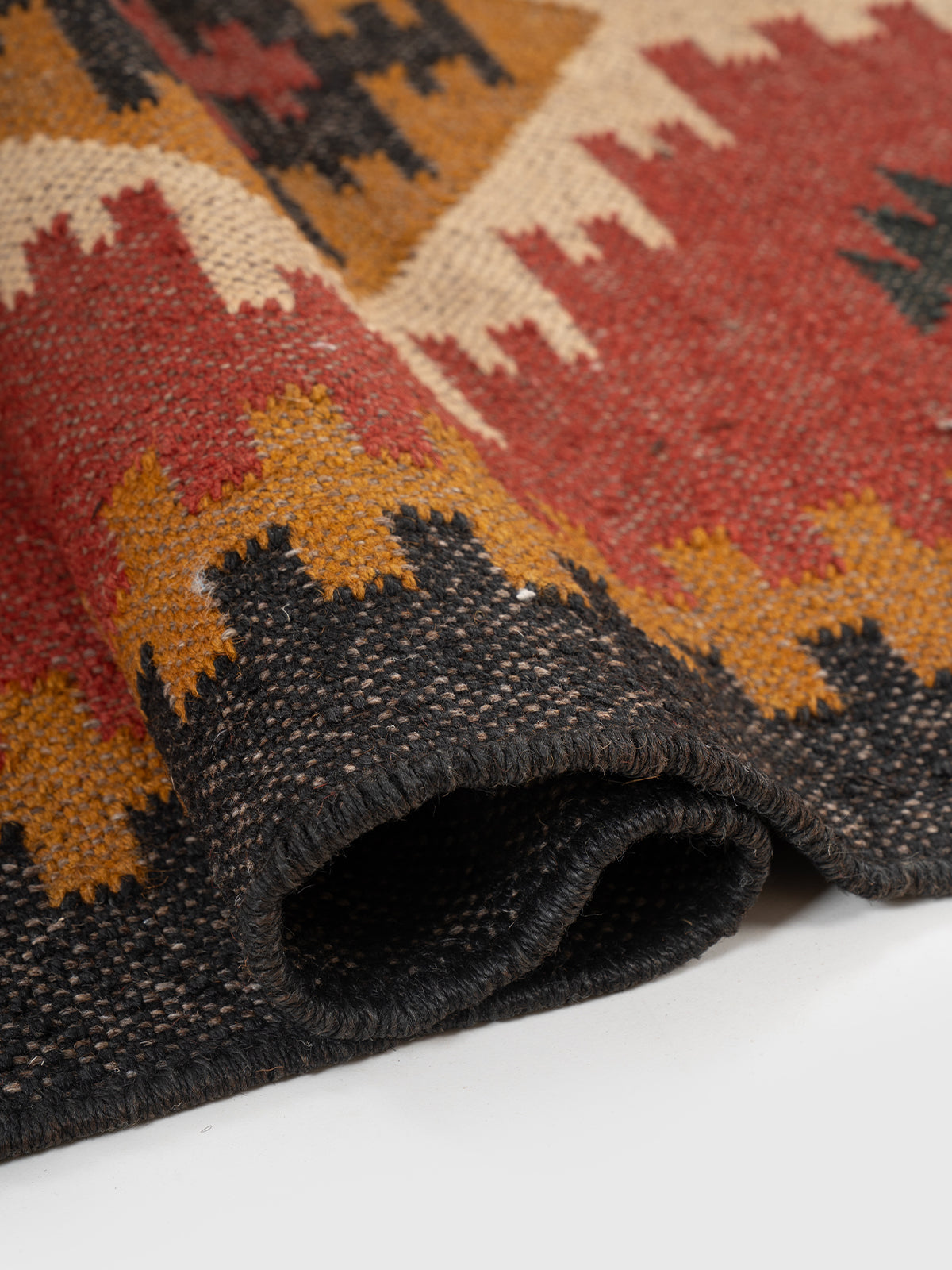 The Crimson Dash Runner - wool runner laid in a hallway view