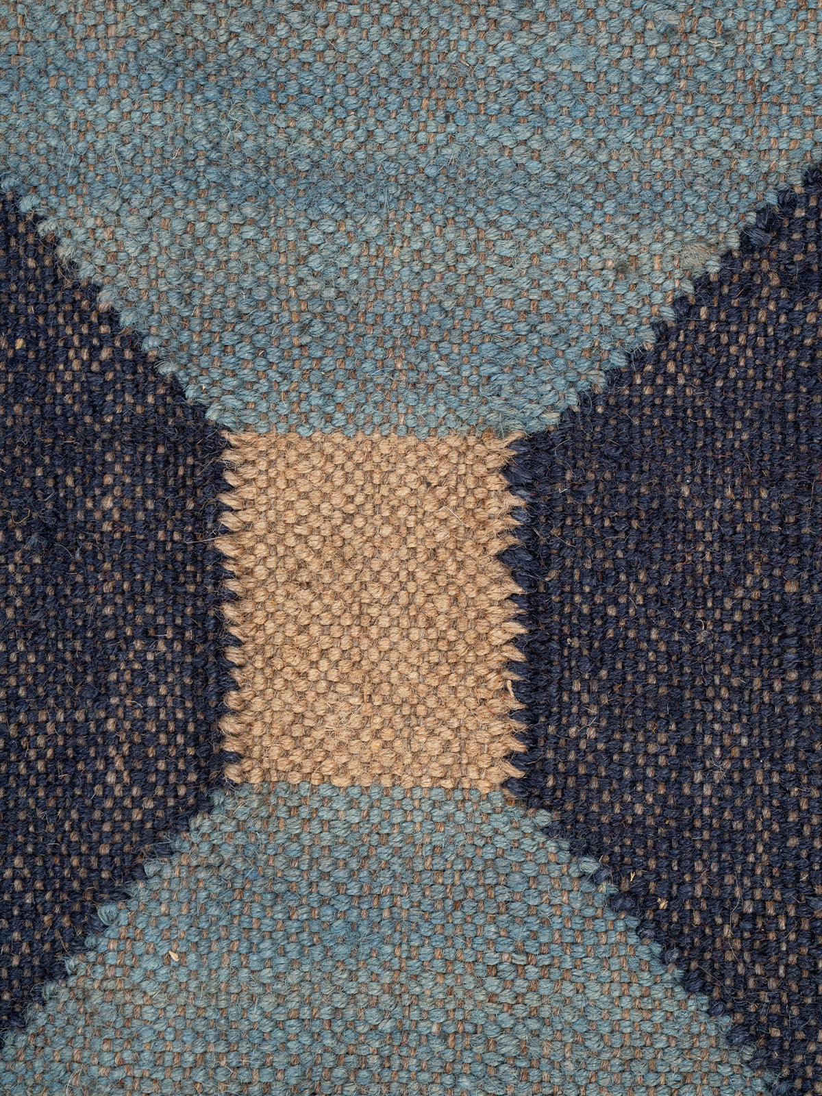 The Denim Grid Kilim - additional product view showing the wool rug