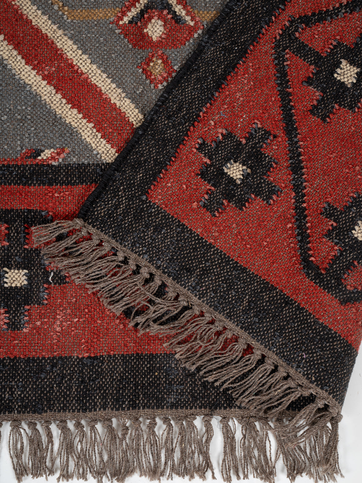 The Diamond Matrix Rug detail of the geometric pattern in wool